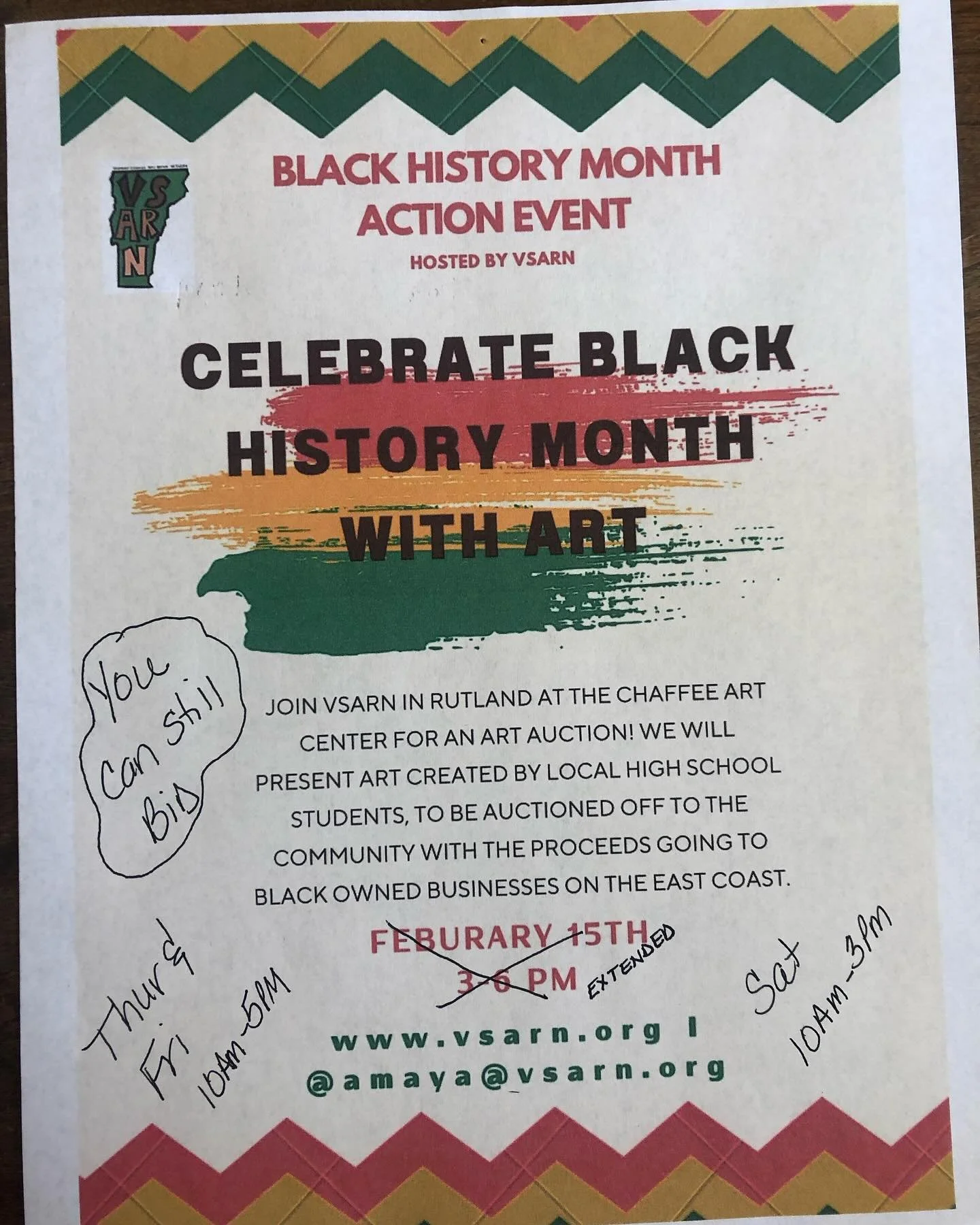 Bidding is still open!!! Visit the Chaffee in Rutland to see amazing student art in honor of Black History Month, with the option to bid in the auction. All the proceeds will go to local Black Owned Businesses. #vtpoli