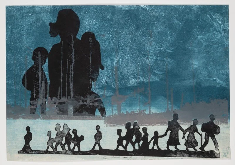 Individual print from The Human Flood, Ellyn Weiss &amp; Sondra N. Arkin, 2024
&bull;
&bull;
&bull;
#climatechange 
#sealevelrise 
#climatemigration
#migrants 
#migration