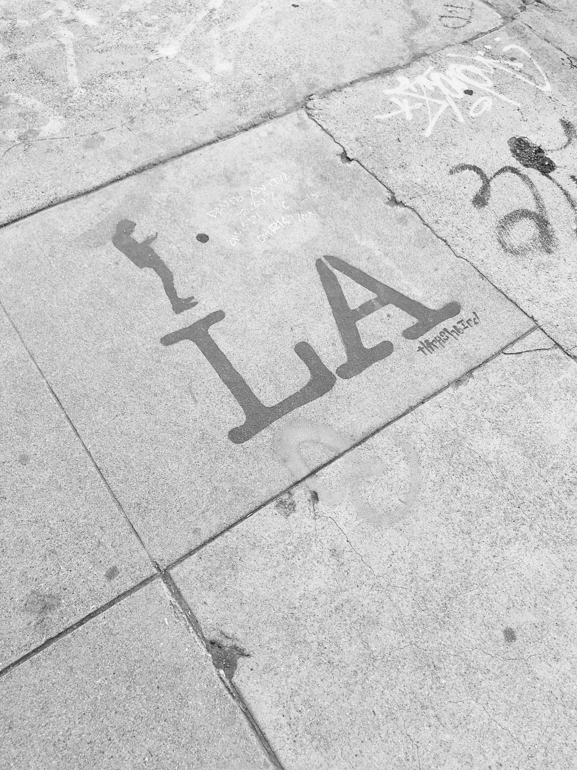 los angeles I love LA sidewalk mark