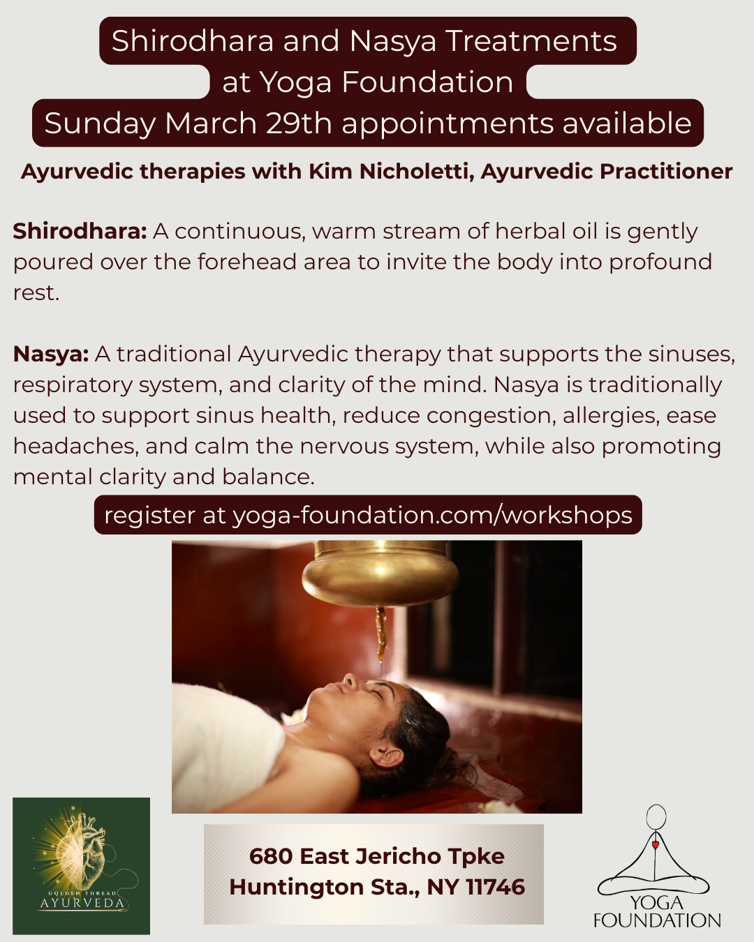 Ayurvedic Shirodhara and Nasya Treatments