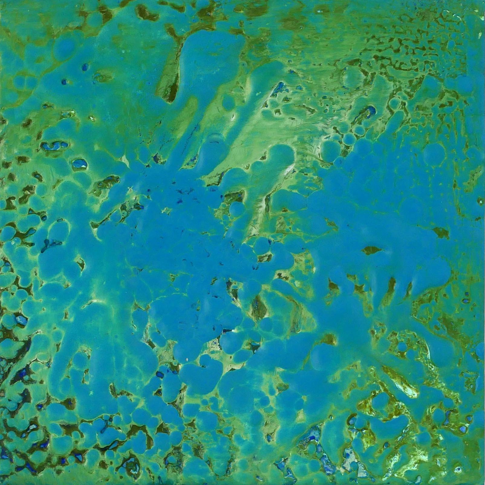 "Algae" / Encaustic on 1-1/2" cradled panel, 6" x 6"