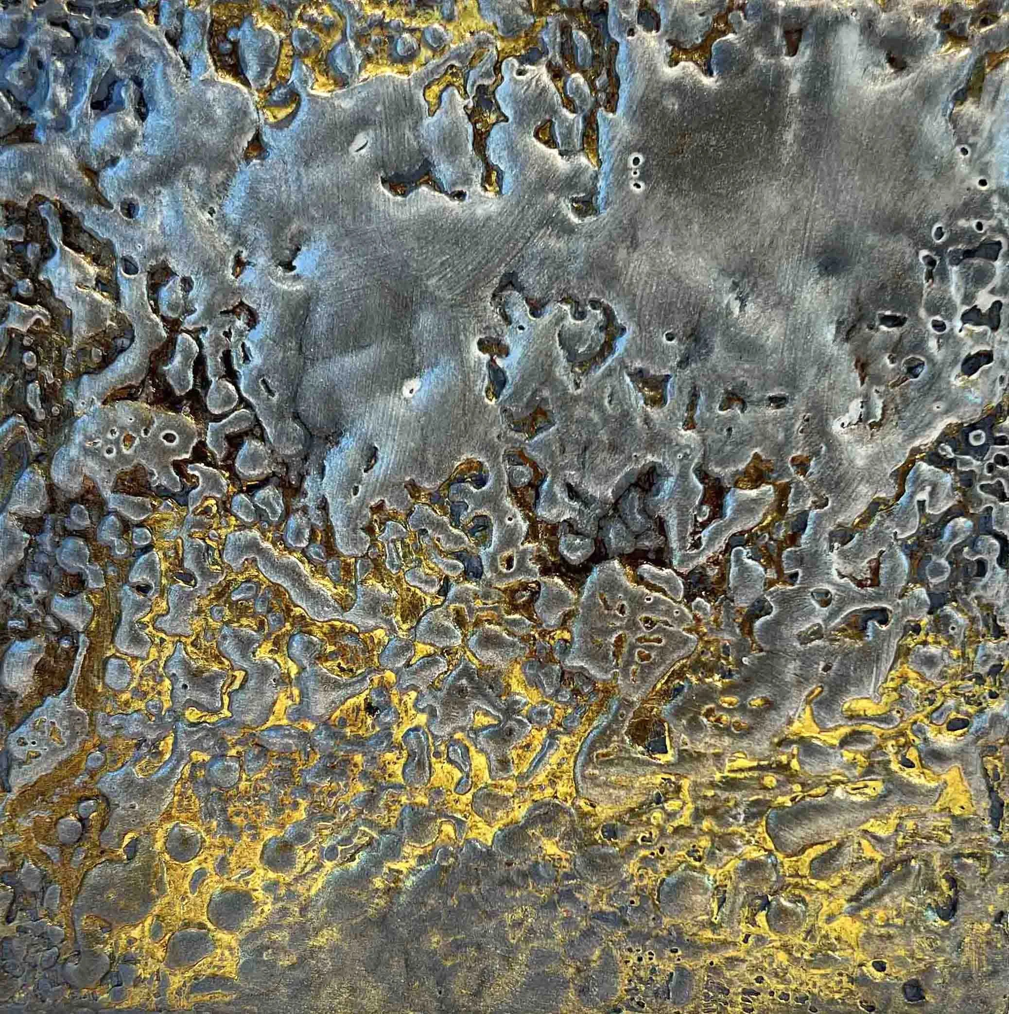 Metals Study / Encaustic on 1-1/2" cradled panel, 6"x 6"