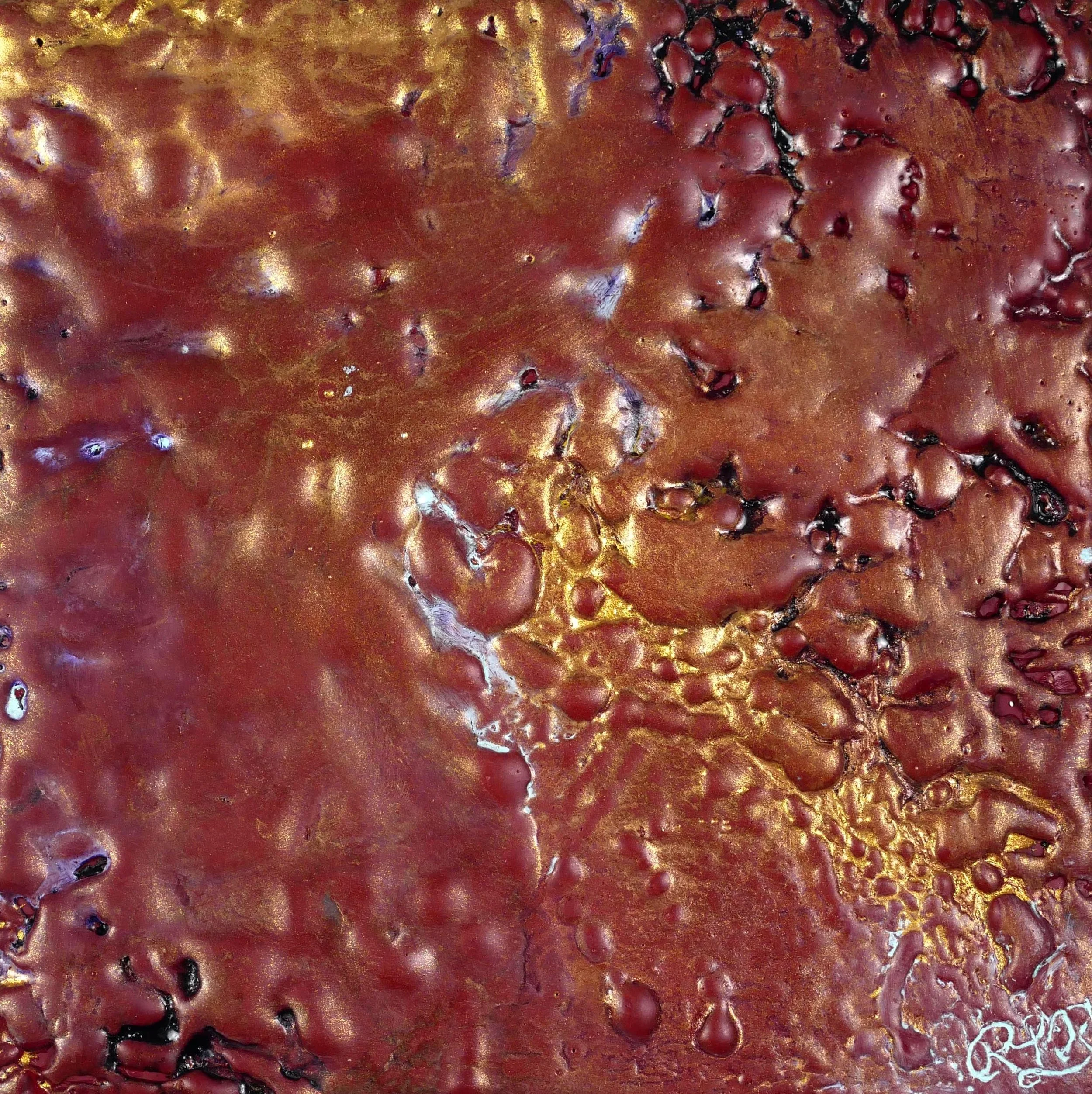 Cadmium Maroon Study / Encaustic on 1-1/2" cradled panel, 6"x 6"