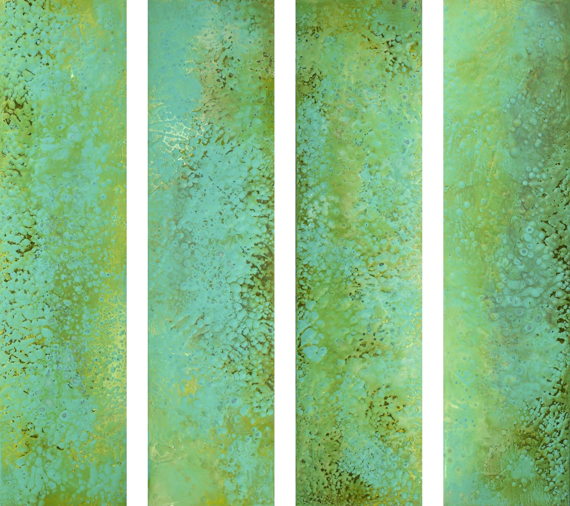 "The Sea" / Encaustic on 2 1/8" cradled panel, four 6"x 24" $1895