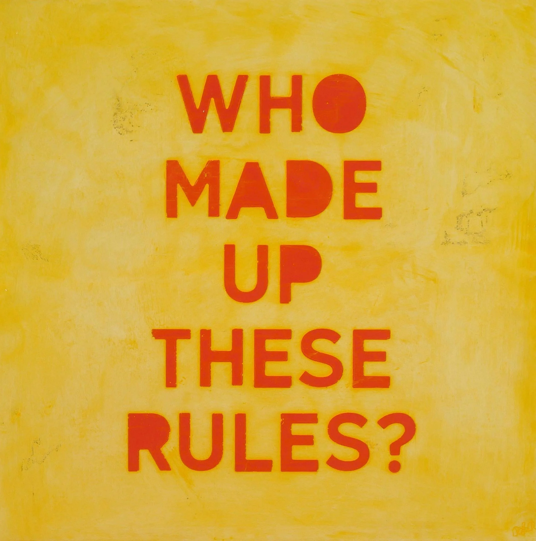 "The Rules" / Encaustic on 1-1/2" cradled panel, 16"x 16", $325