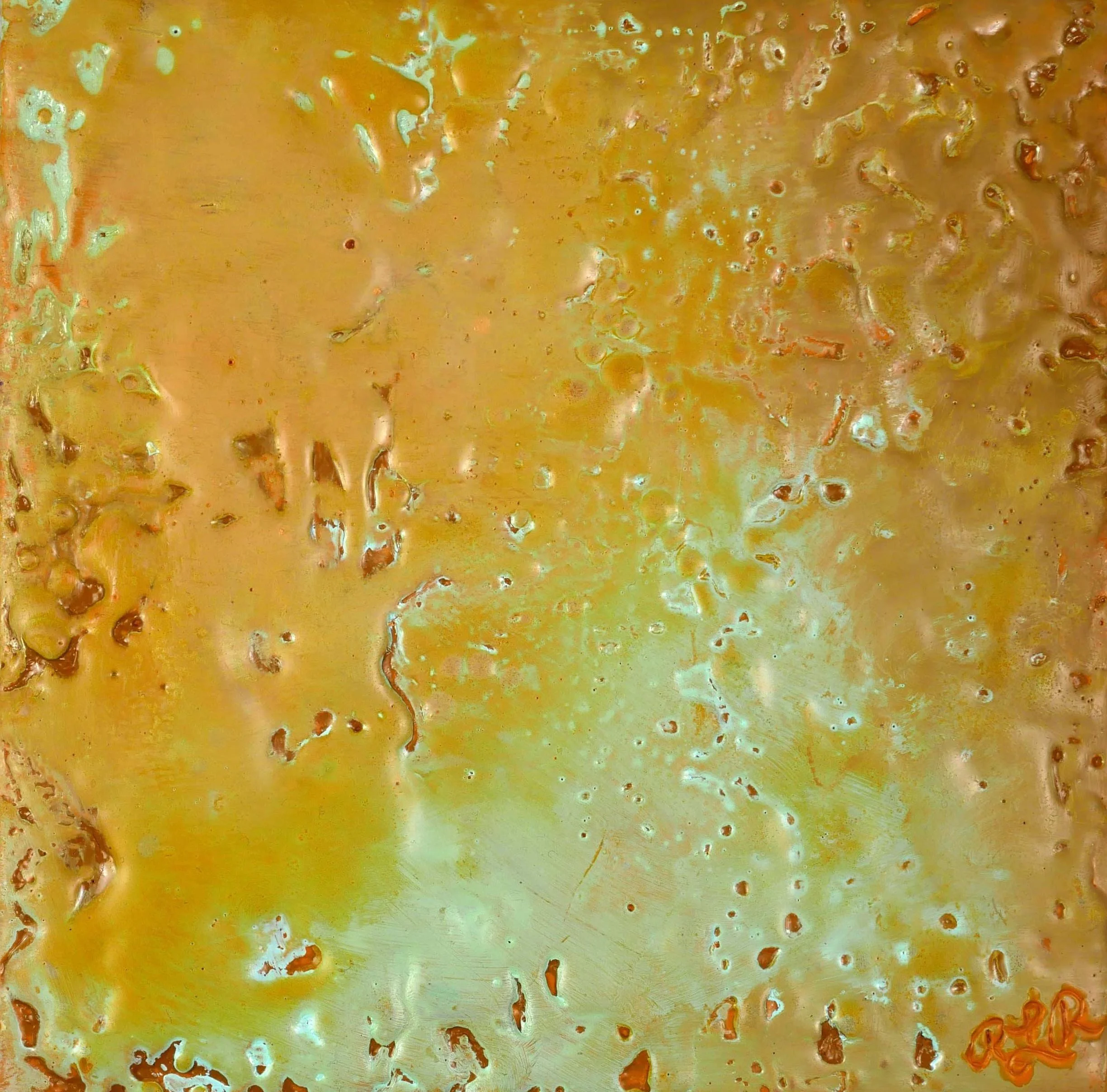 Mars Yellow Study / Encaustic on 1-1/2" cradled panel, 6"x 6"