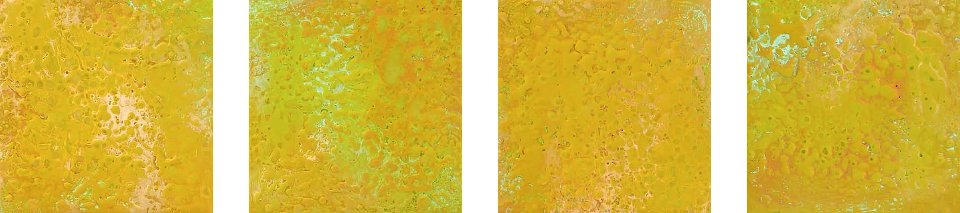 "Citron Absolutely"/ Encaustic on 1-1/2" cradled panels, four 6"x 6", $450