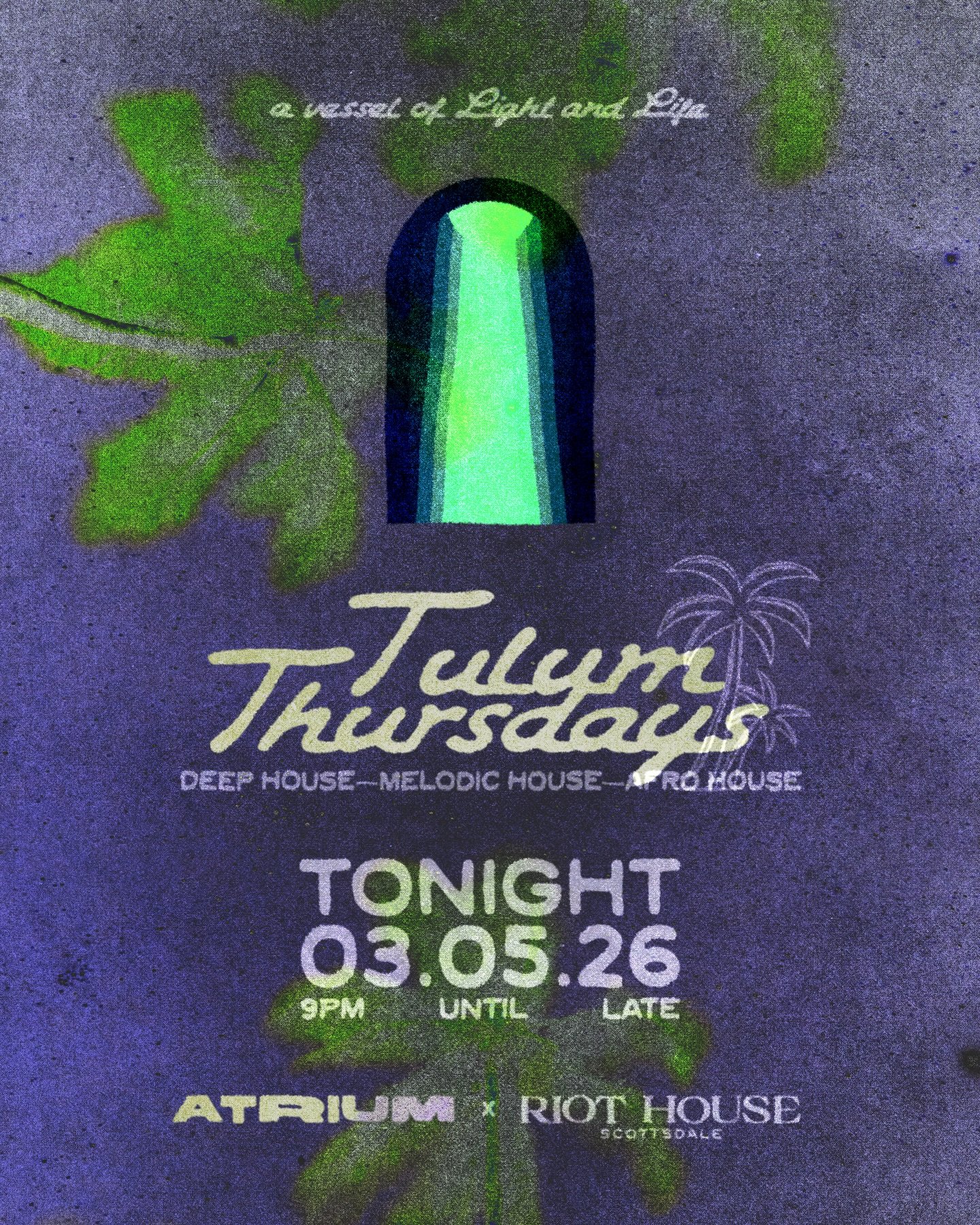 Tulum Thursdays return tonight. 🌴

@riothousescottsdale x @atriumphx bring a deeper sound to Old Town &mdash; deep house, melodic house, and afro house all night. Groove-driven rhythms, vacation mode views.

Come early, stay late.

VIP tables availa