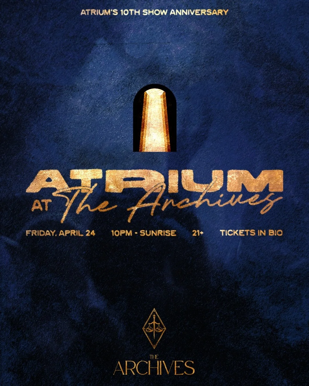 ATRIUM at The Archives is back. 📳

In what will be a celebration of our 10th Show Anniversary, join us for the truest &lsquo;afters&rsquo; experience in the Valley. Emotion-filled, groove-driven house music all the way to sunrise. 💛

Friday, April 
