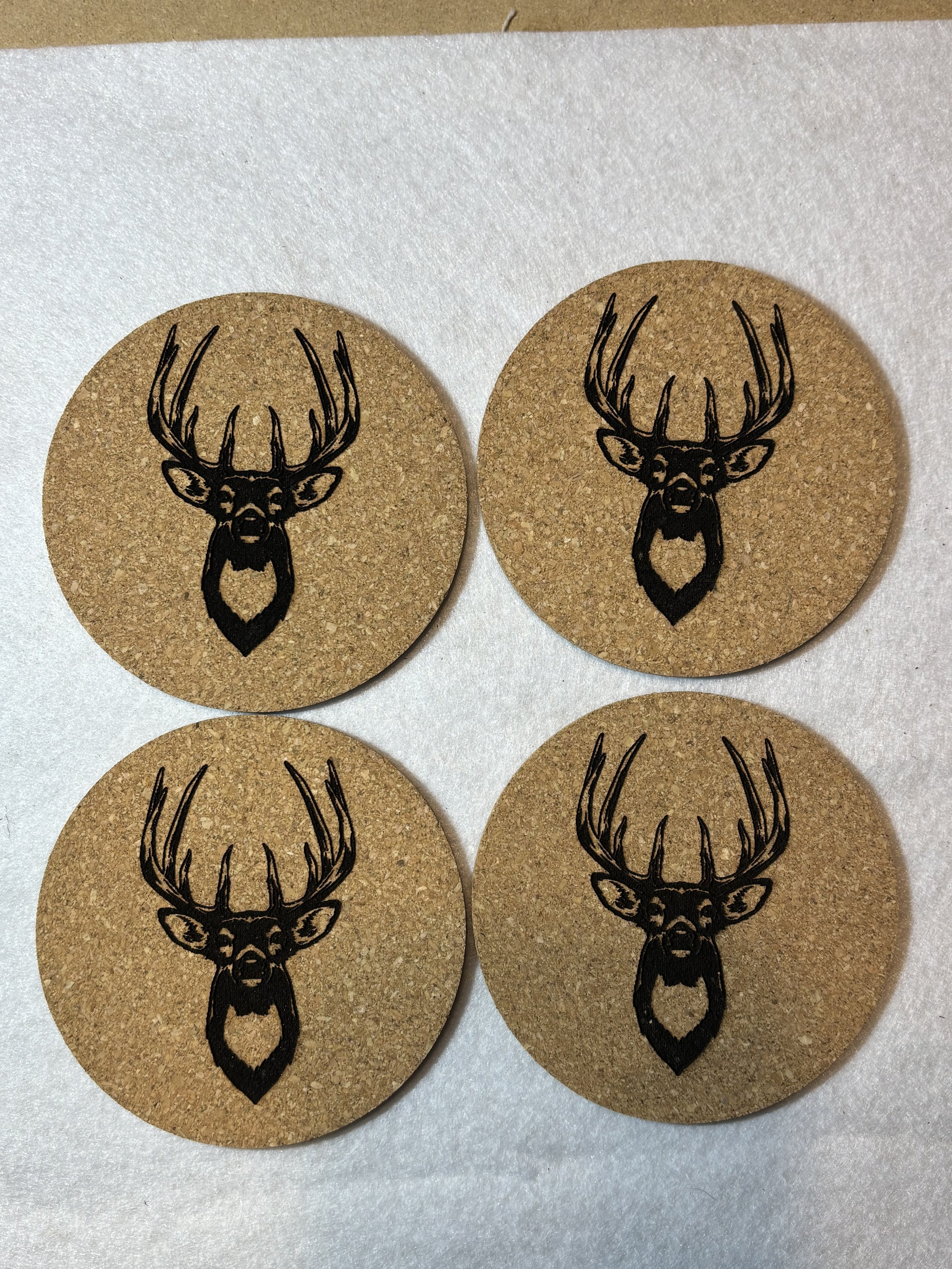3.5 inch 4pc. Cork Coaster Set White Tail Deer