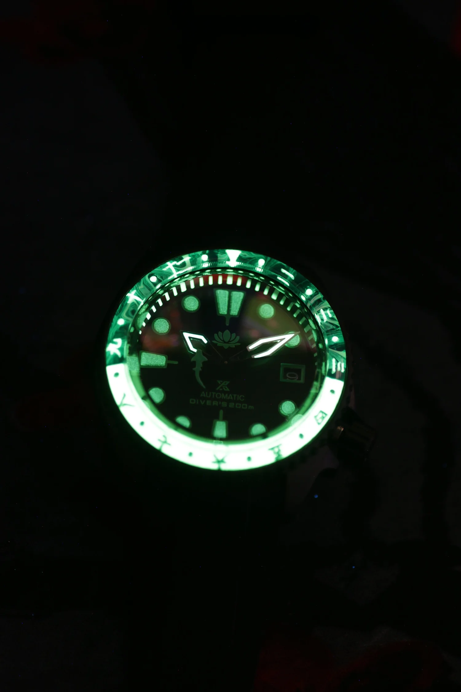 Seiko Lume Glow 42mm Stealth Green Lotus Black Lume Kanji SKX