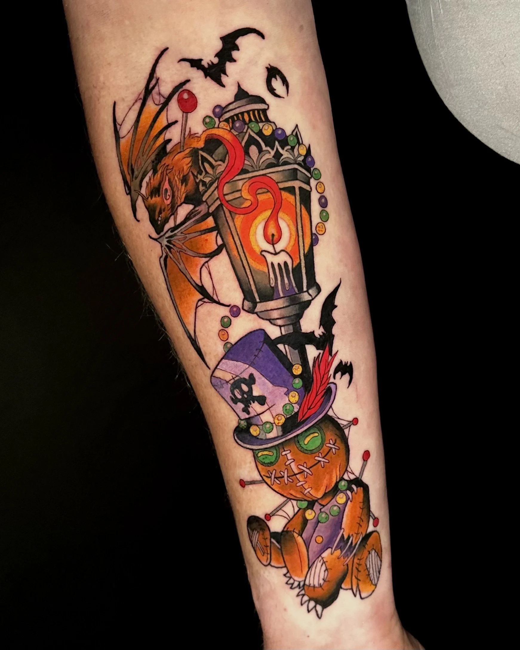 Neotraditional Mardi Gras Voodoo Doll Tattoo