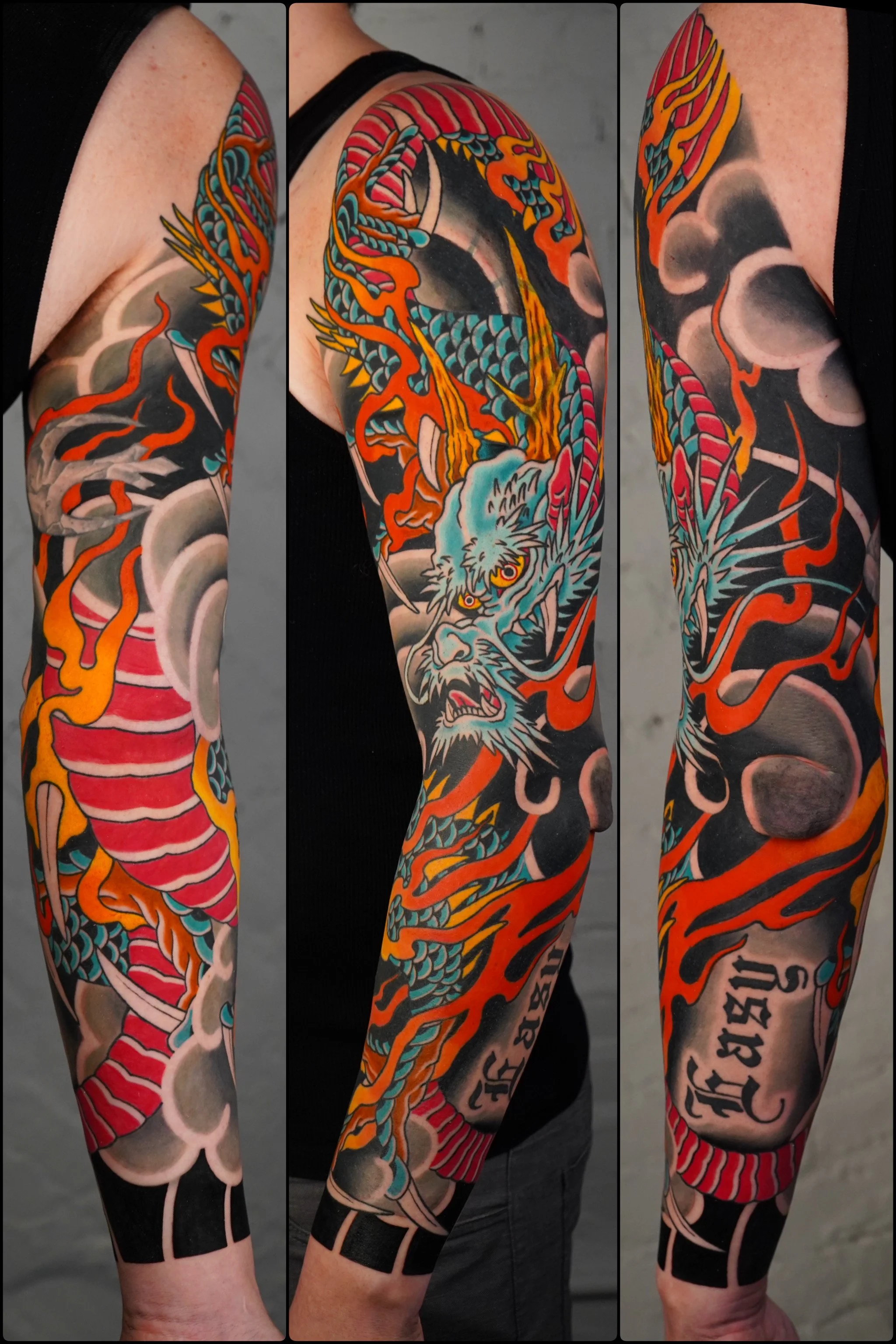 Traditional Japanese Dragon Tattoo Full Sleeve