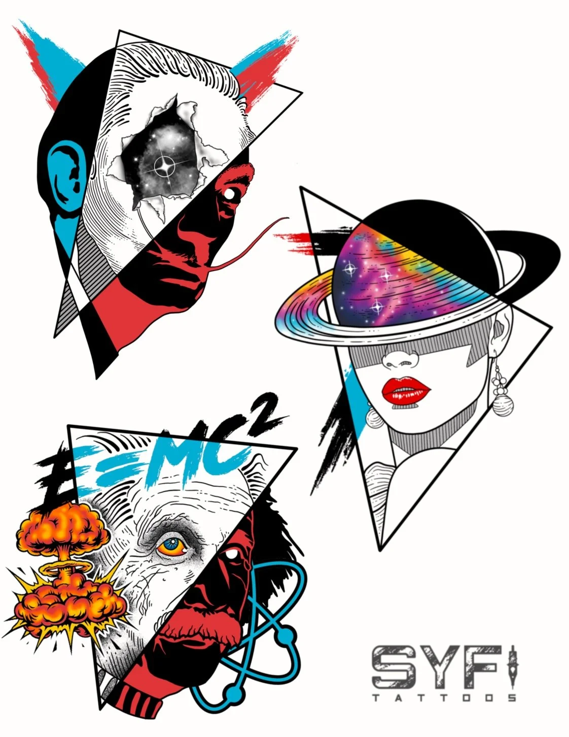 Salvador Dali tattoo flash design
Einstein tattoo flash design
Saturn lady head tattoo flash design
NYC 