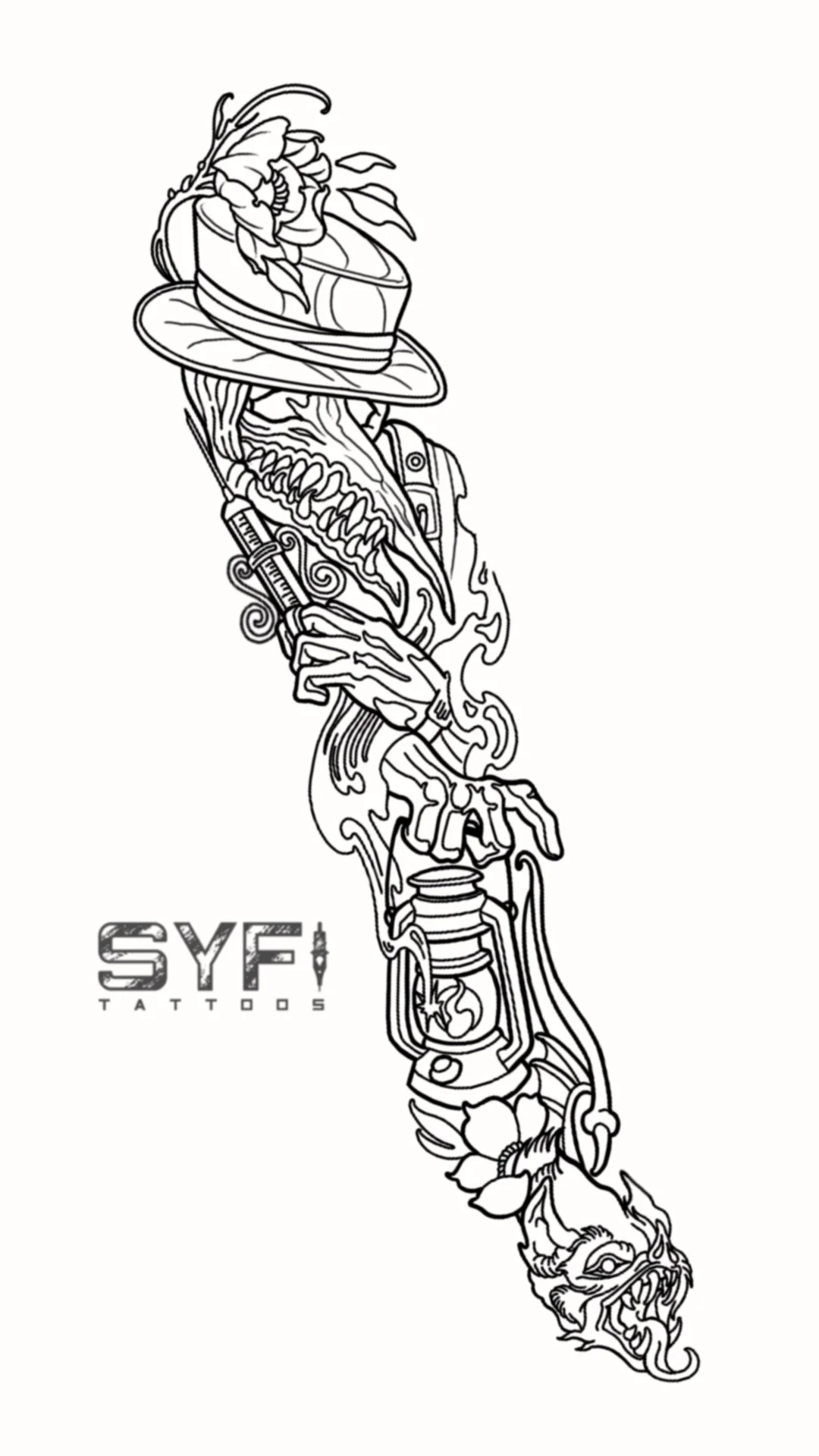 Neotraditional plague doctor tattoo design NYC 