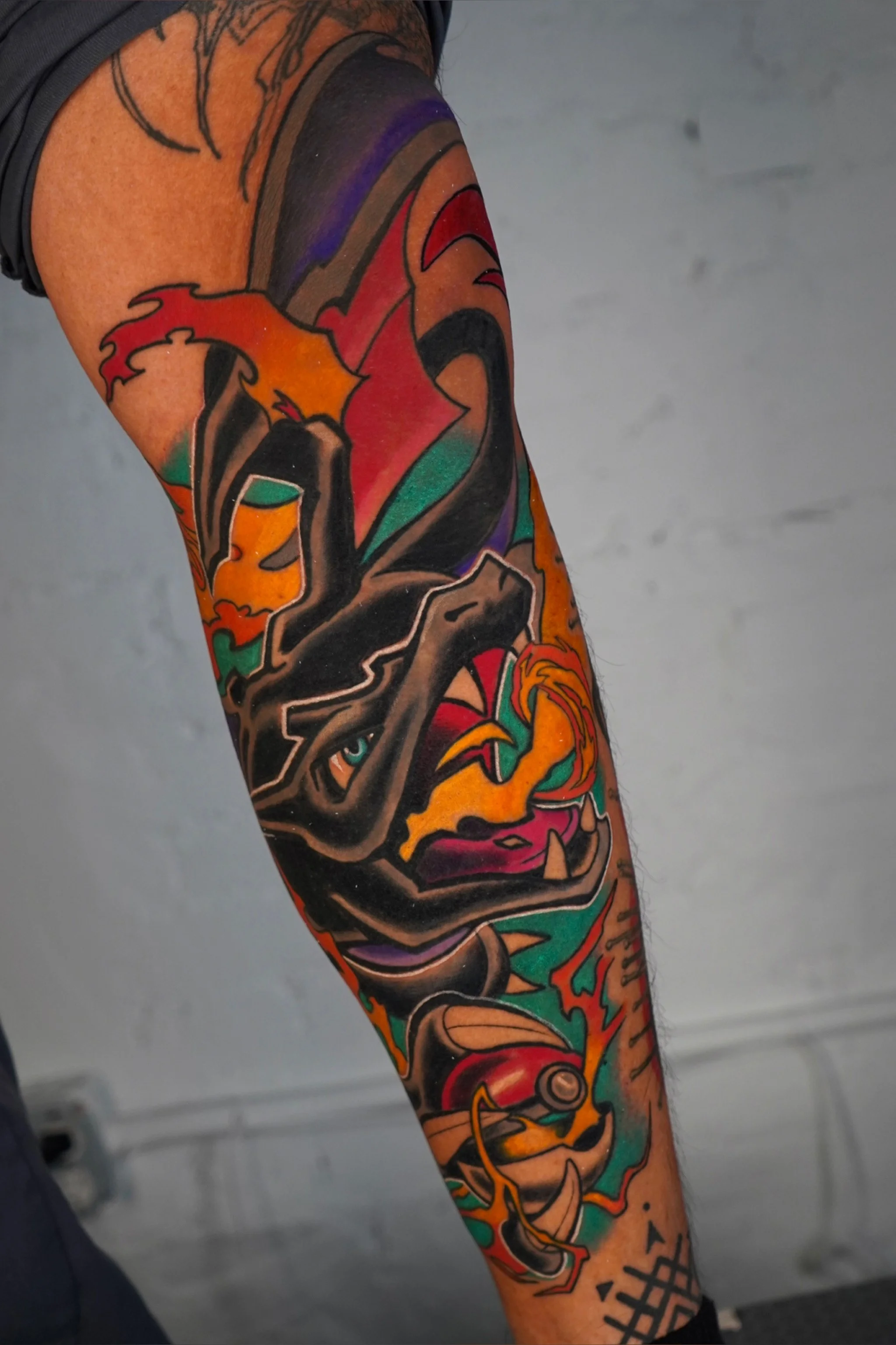 Pokemon Anime Shiny Charizard Tattoo Leg Sleeve 