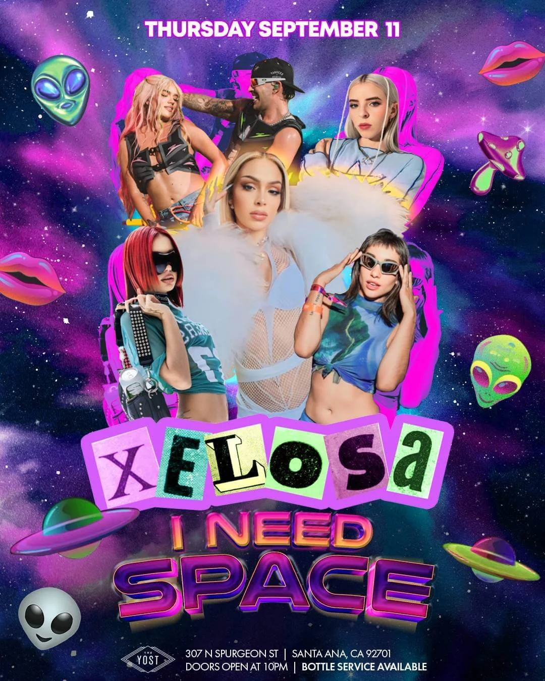 EVERY THURSDAY, XELOSA I NEED SPACE PARTY
