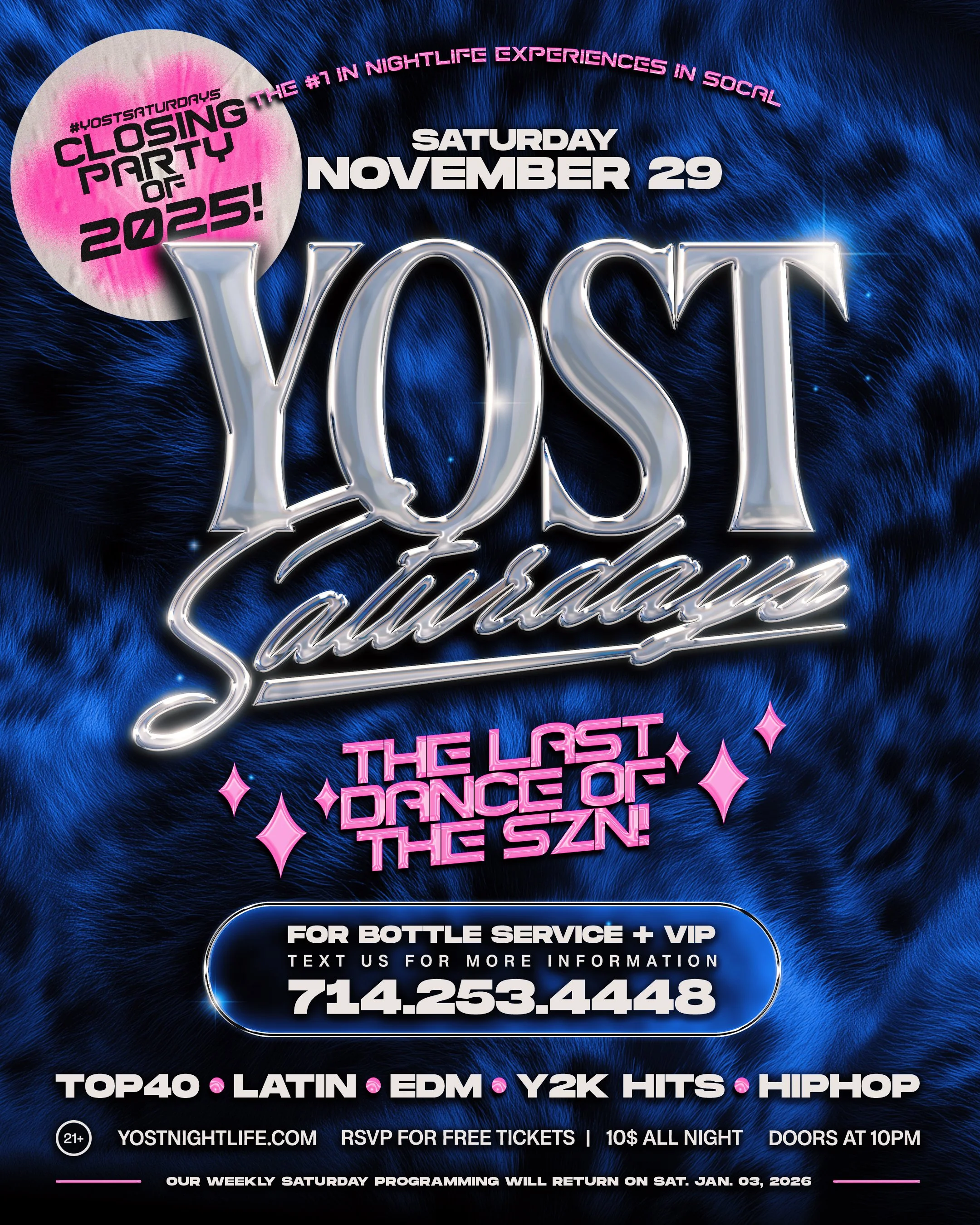 LAST SATURDAY OF THE YEAR-YOST SATURDAYS 😵‍💫 Genre: HIP HOP, TOP 40, REGGAETON &amp;MORE