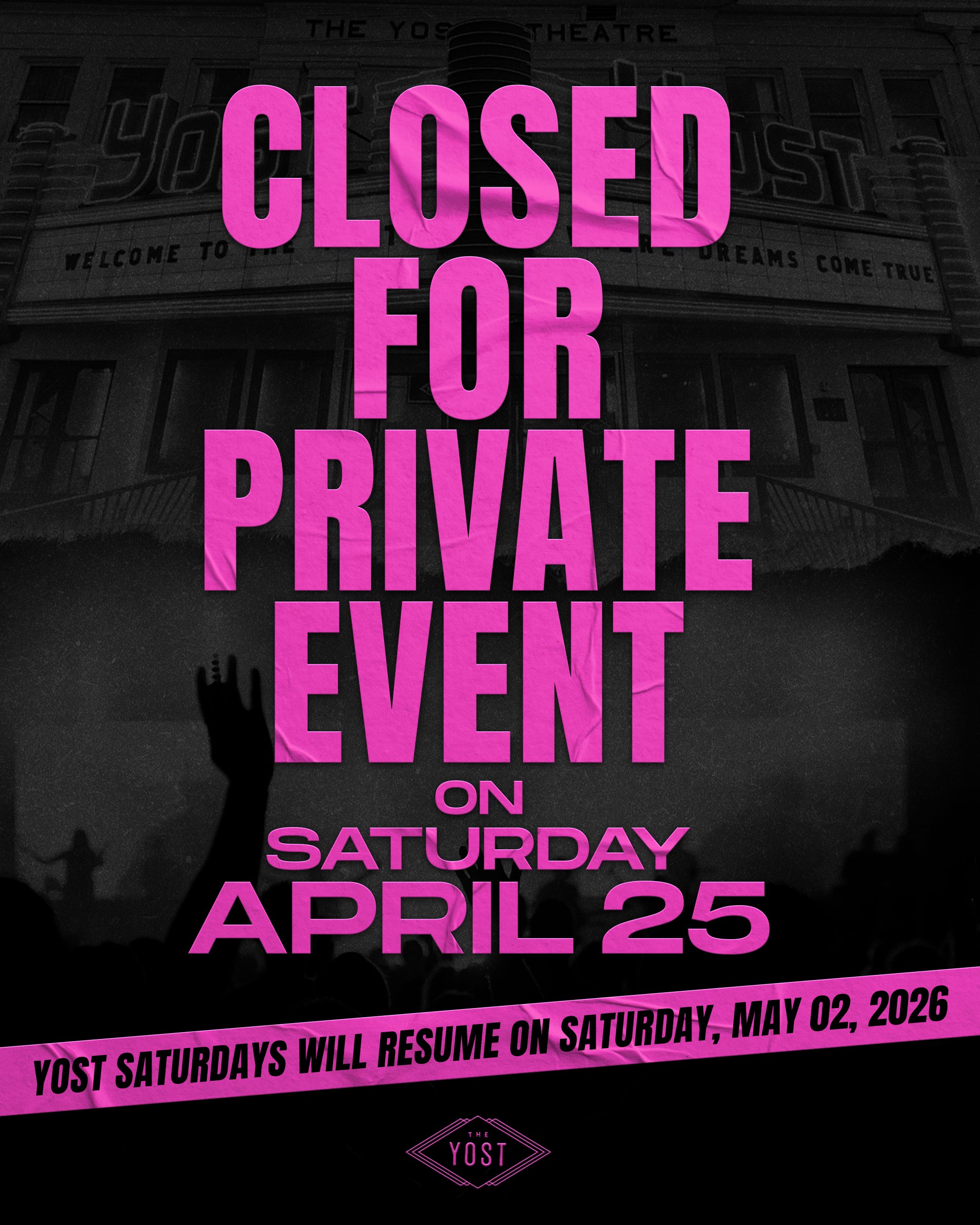 SAT CLOSED FOR PRIVATE EVENT