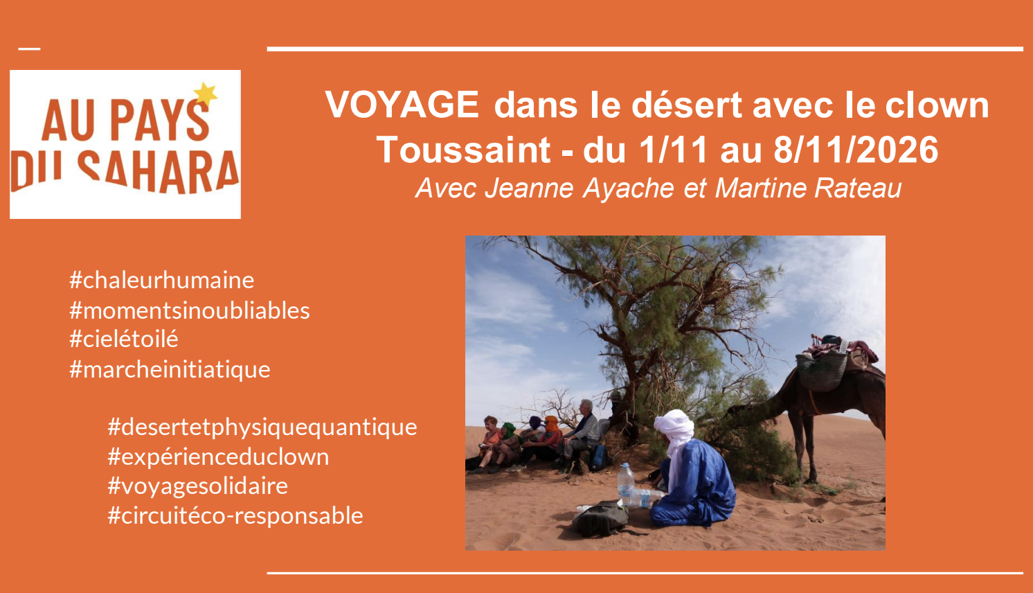 Voyage initiatique dans le désert  avec son clown: un chemin de transformation à la rencontre des différentes facettes de notre Être