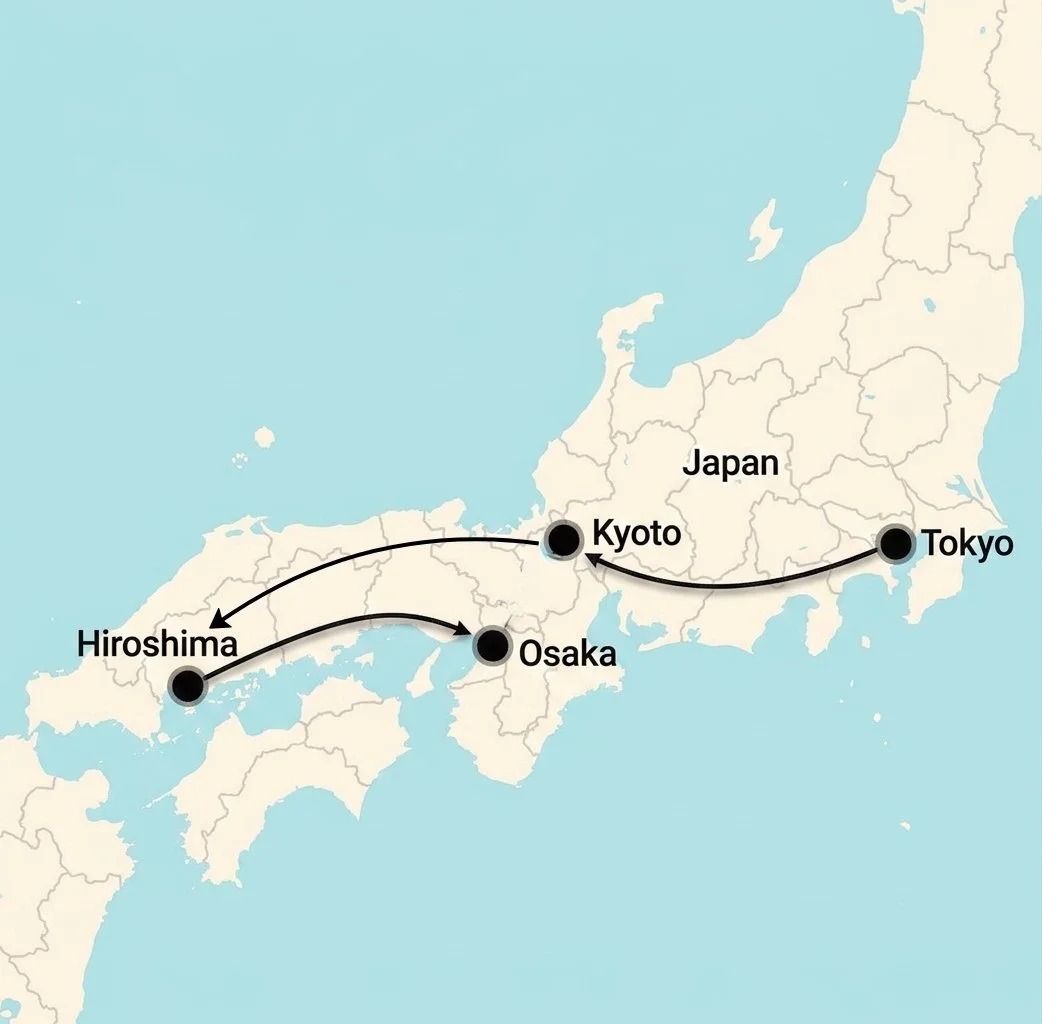 Japan Highlights Tour Route