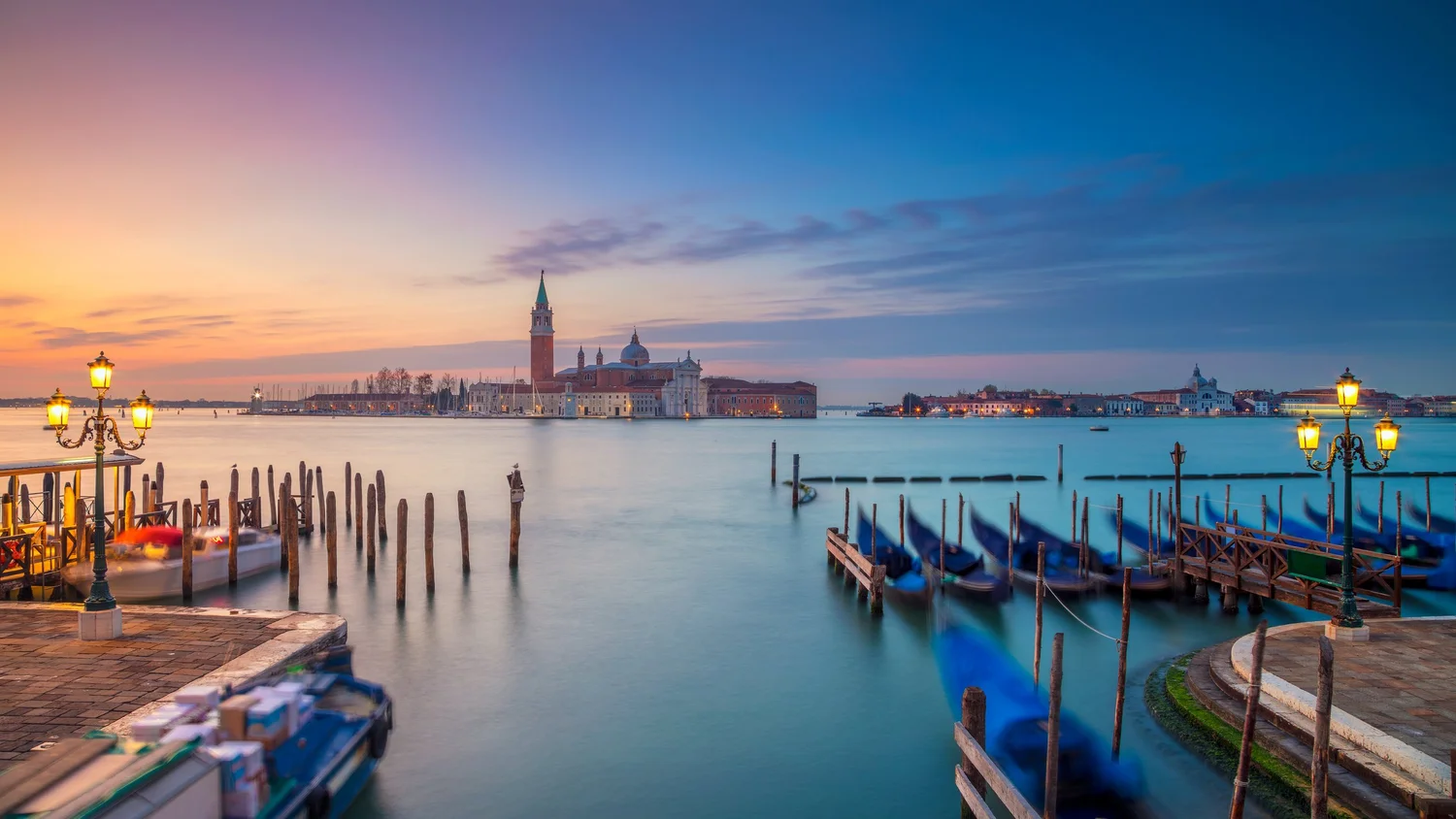 Venice canal at sunset
