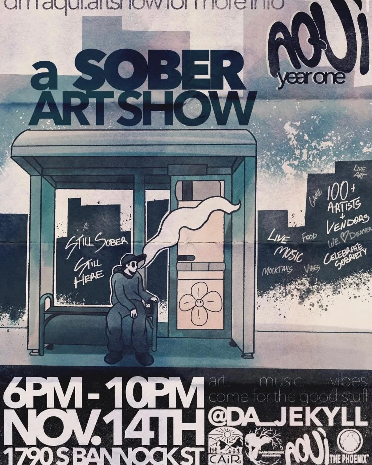 DENVER I&rsquo;m honored to be part of @aqui.artshow this Friday, November 14th !! So excited to be sharing the stage with the beautiful emo (and mustache) aficionados @hazelslovesyou 🩶

We&rsquo;ll be on around 8PM
HAZELS gets on around 9PM

I hope