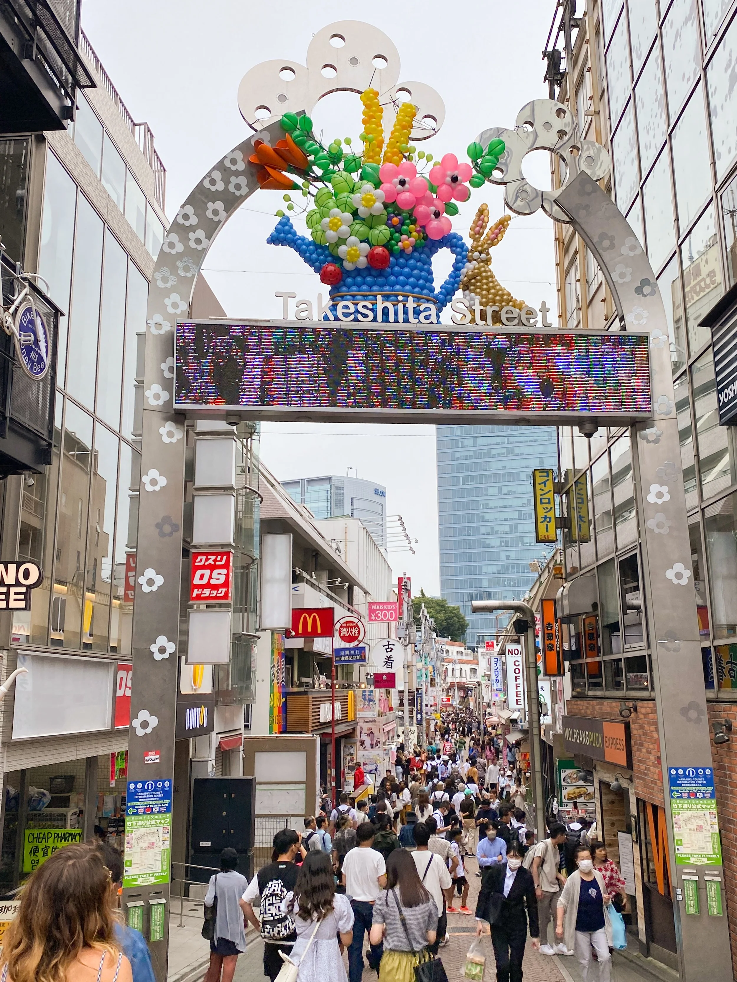 Key stop on 48-hour Tokyo itinerary. Harajuku district, Tokyo, Japan. Colorful and trendy Takeshita Street with vibrant fashion boutiques, unique shops, and bustling crowds.
