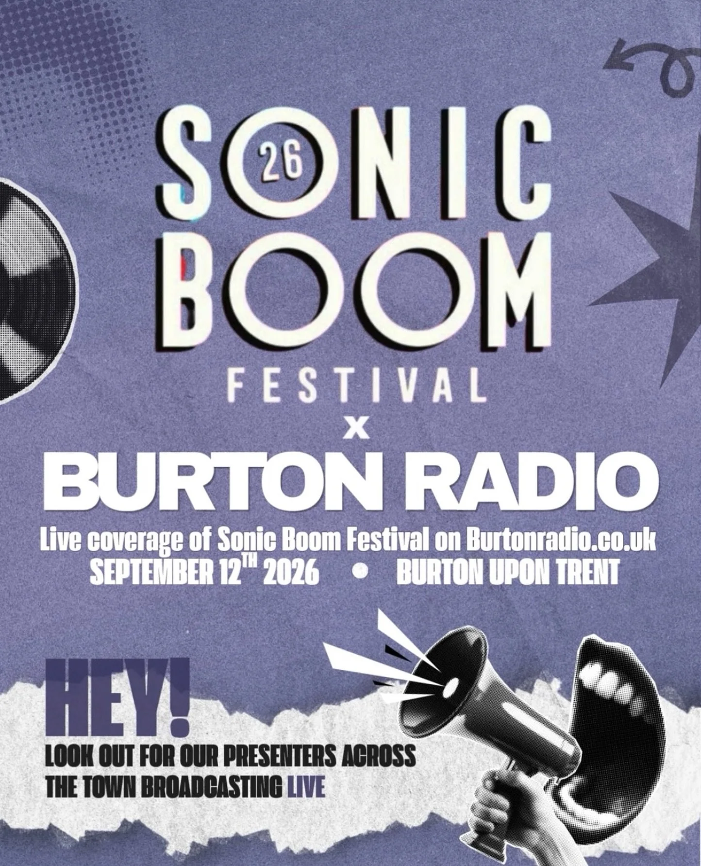 We are back at Sonic Boom!! 💥 This year you will see us around the town broadcasting live and getting the musicians, the business owners and you guys involved!🙌

More information to come!

Burtonradio.co.uk

#burtonradio #burtonupontrent #sonicboom