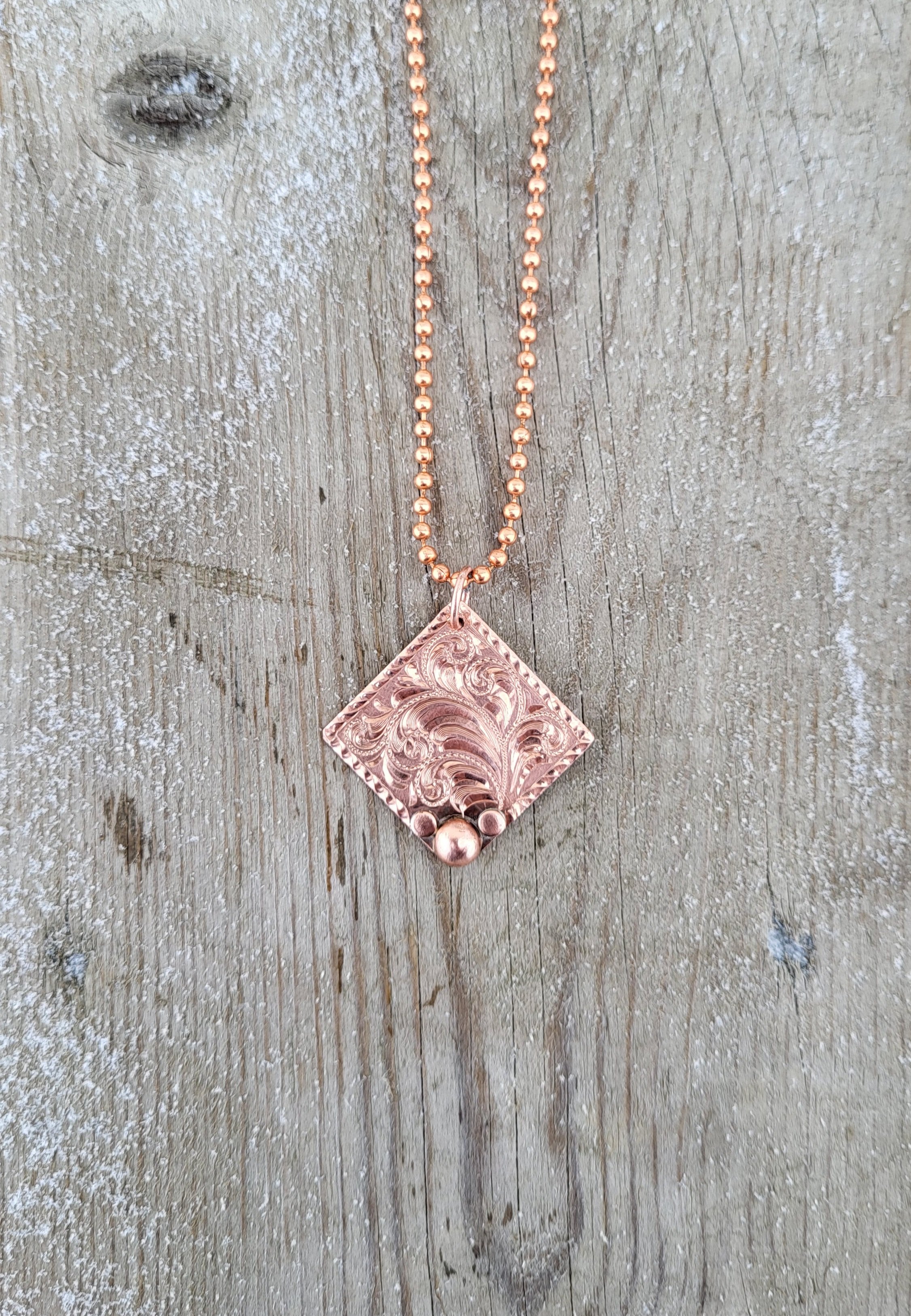 Copper Diamond Pendant
