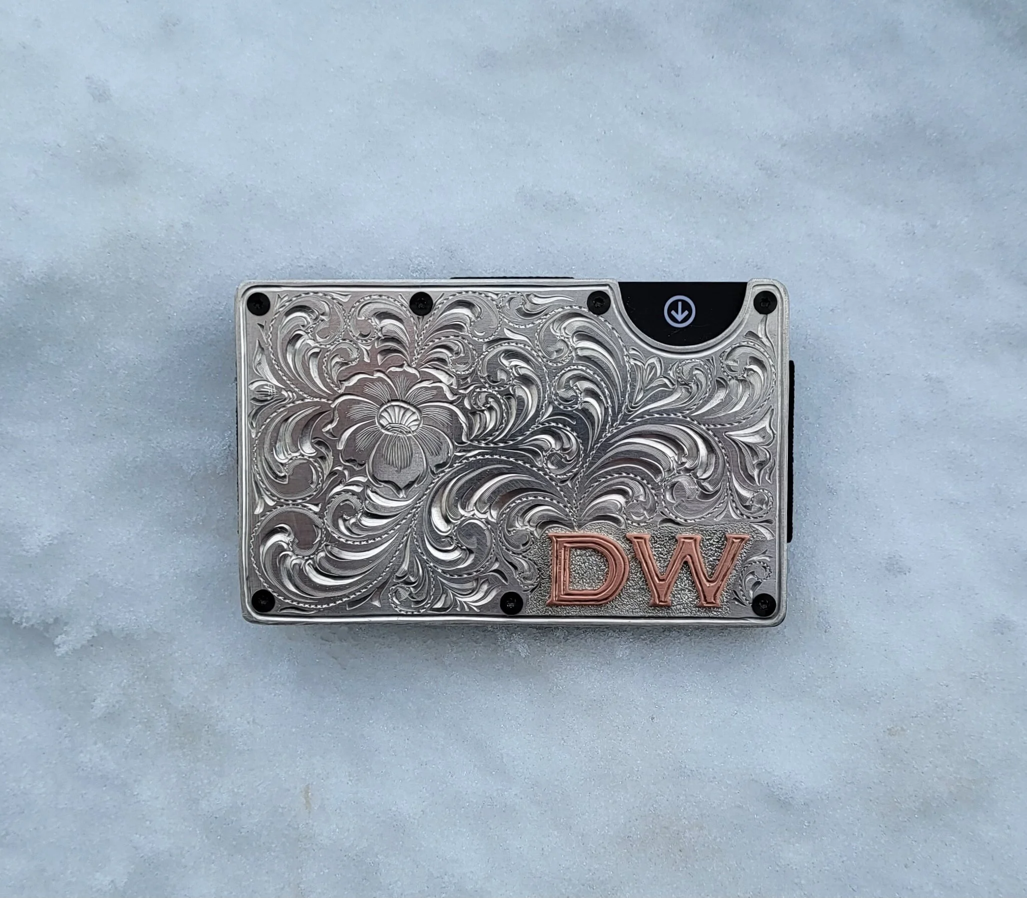 Sterling Silver engraved minimalist wallet