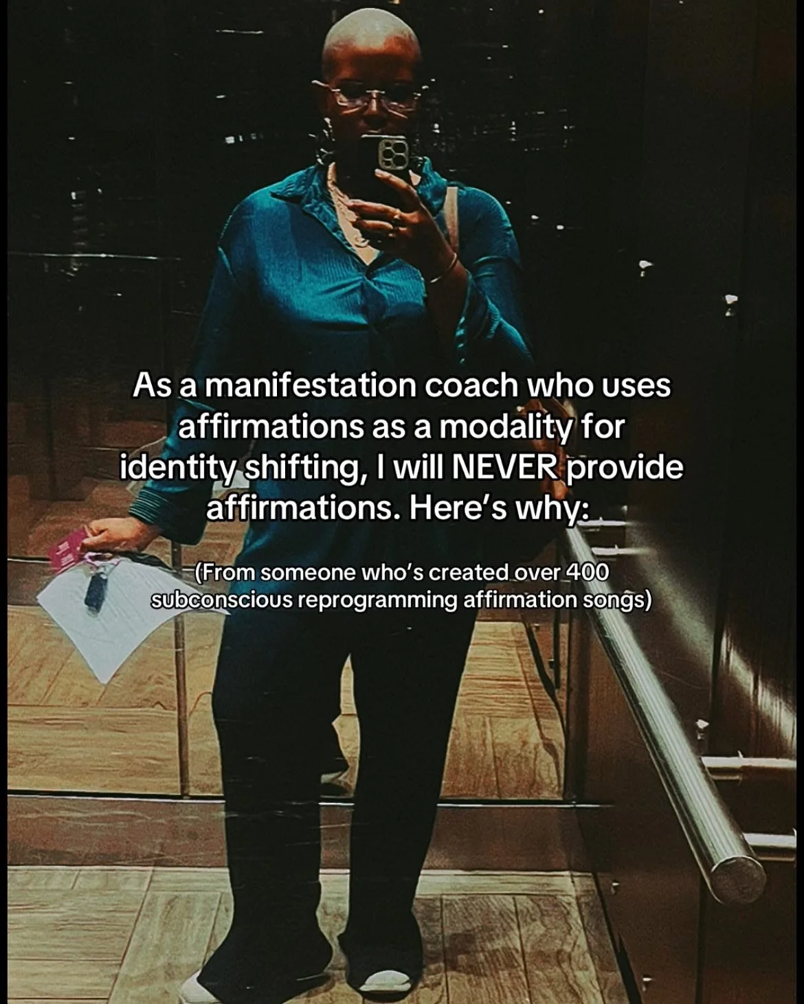 There&rsquo;s a deeply powerful difference between being given affirmations and CHANNELING affirmations from your subconscious mind. 

This is why I will never give you the affirmations when we build out your music. The words have to come from the de