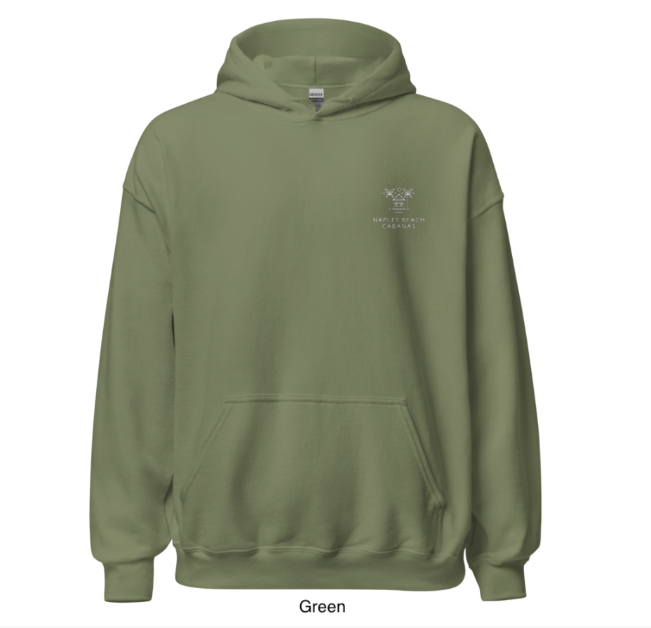 Naples Beach Cabanas Emblem Hoodie Front Green.png