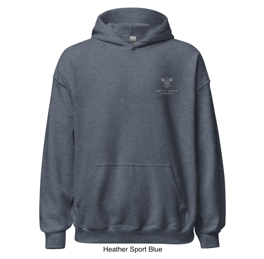 Naples Beach Cabanas Emblem Hoodie Front Heather Sport Blue.png