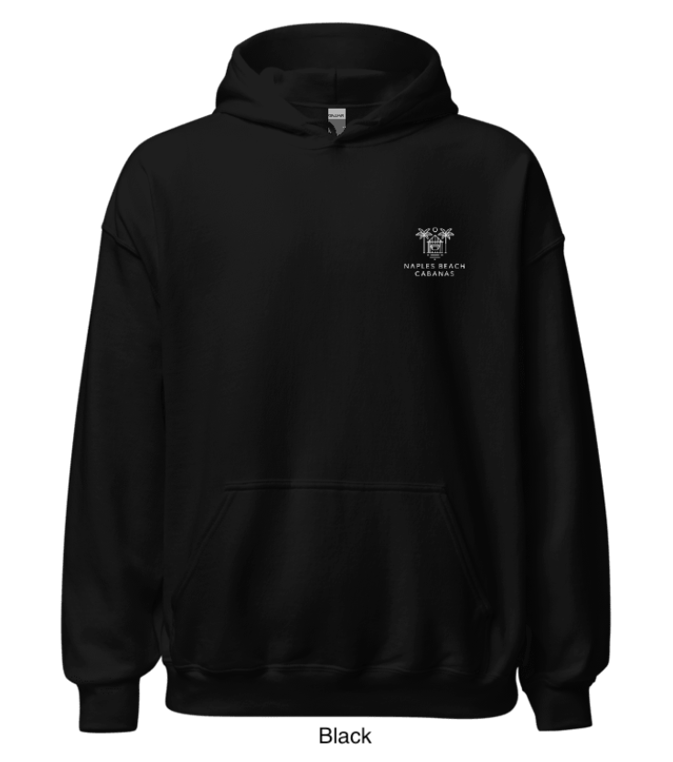 Naples Beach Cabanas Emblem Hoodie Front Black.png