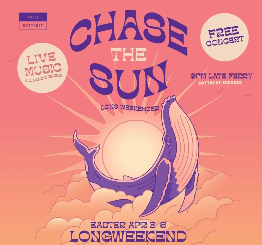 Sun, salt air &amp; seriously good music ☀️🌊
Spend your Easter Long Weekend island-side with four days of live bands + DJs at @hotelrottnest!
🚤 Extra ferries running late so you can soak it all in
🗓️ April 3&ndash;6 
🎟️ FREE ENTRY
#freochamber #f