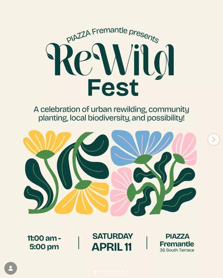 Two ways to celebrate Freo this Saturday 11 April at the @piazzafremantle! 🎉
🌿ReWild Fest &ndash; restoring nature to our urban spaces! Free talks, interactive making sessions &amp; stalls for all ages. 11am&ndash;5pm.
💡Good Fund Freo Launch &ndas