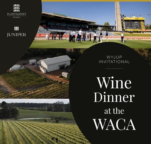 Imagine this... sunset at the @waca_ground a glass in hand &amp; 12 incredible wines from @plantagenetwines &amp; @juniperwines to discover 🍷✨
Don't miss the Wyjup Invitational: Wine Dinner at the WACA on Thursday 23 April! 🍇
Tickets available now!