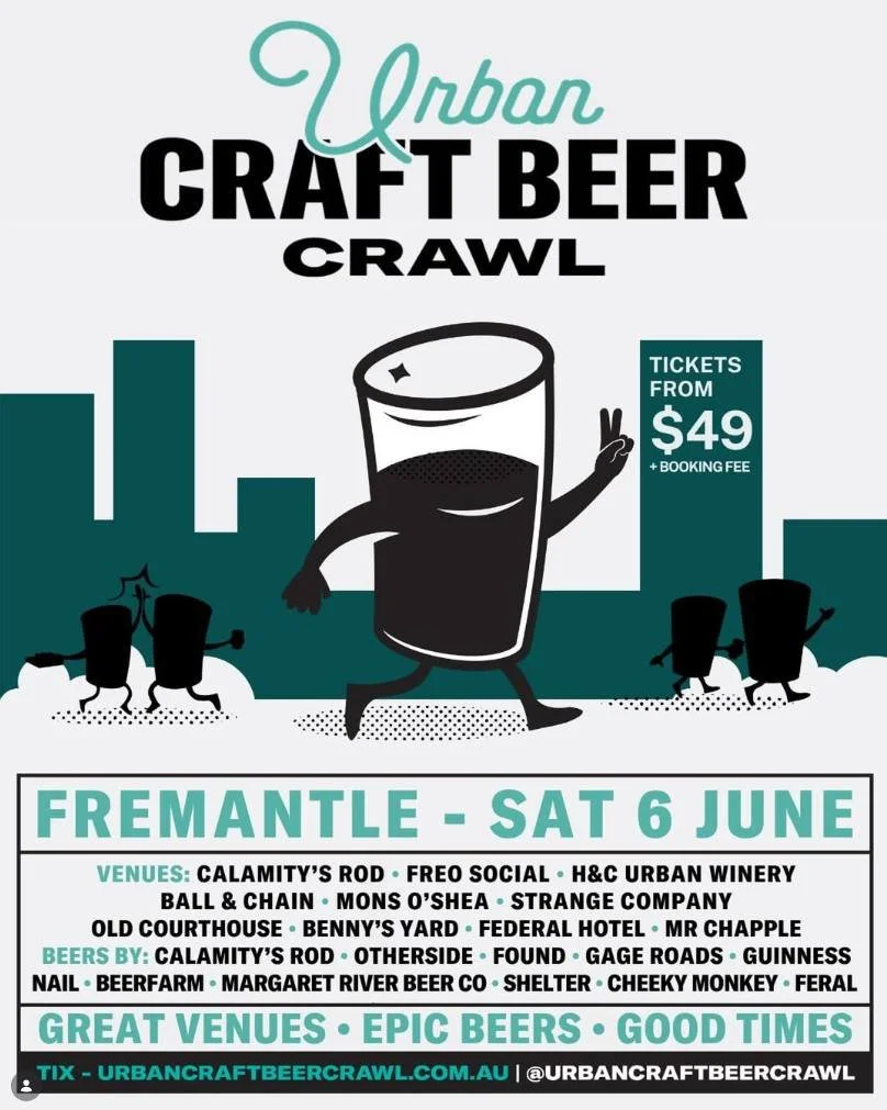 There&rsquo;s no better place than Fremantle for a day like this! 🍻
On Saturday 6 June, the @urbancraftbeercrawl will bring over 300 attendees through some of our city&rsquo;s much-loved venues! 
🎟️ Don't miss out! Tickets from $49pp &amp; availabl