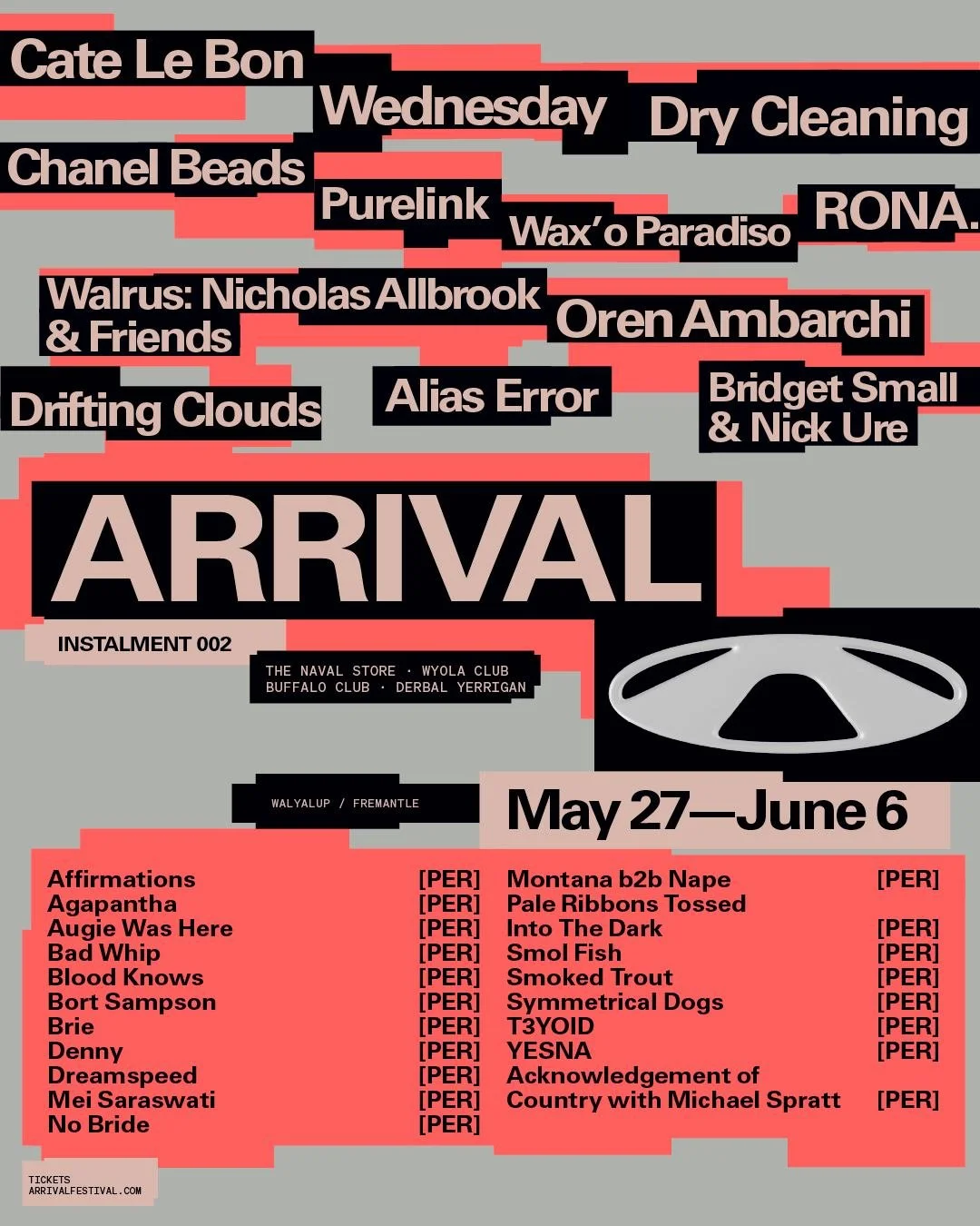 ARRIVAL Festival returns to Walyalup this May/June with 11 shows across four iconic spaces &mdash; from @thenavalstore to the Derbal Yerrigan⚡🎶
Expect immersive sound, late-night connection &amp; a lineup stacked with international + local brillianc