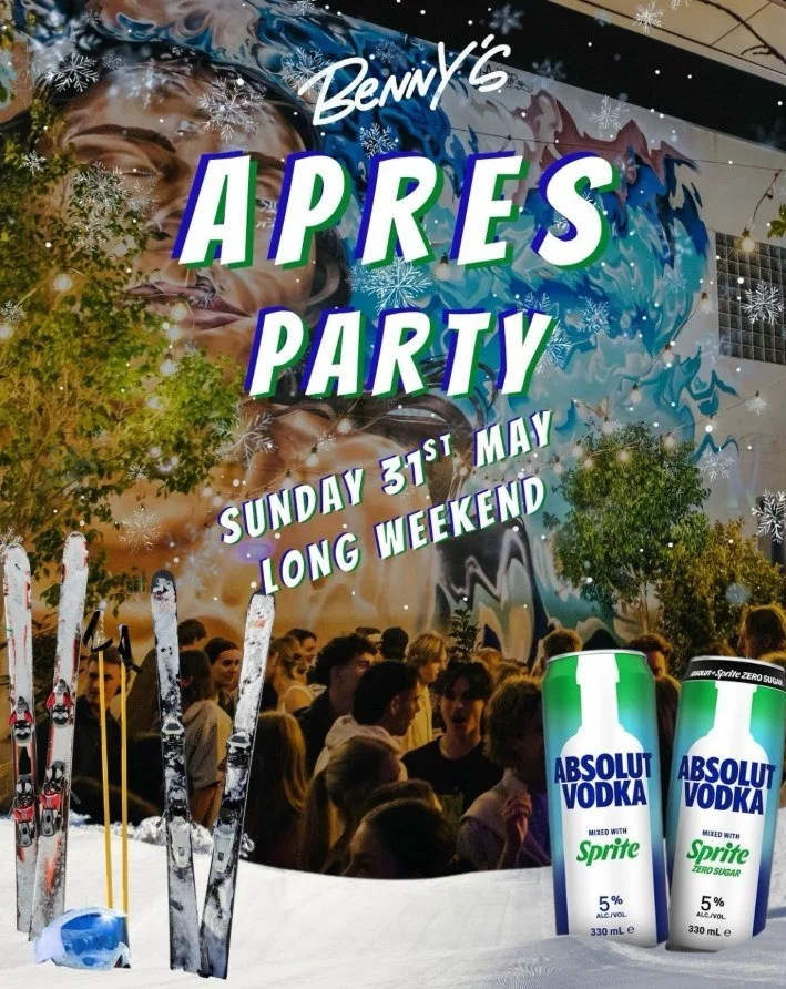 ❄️ Freo&rsquo;s coolest party is landing at @bennysfremantle 🏂🍸
Grab your ski jackets, dust off the goggles &amp; get ready for a huge night under the stars with snow falling in The Yard ✨❄️
🎶 DJs &amp; dancefloor vibes
🍹 $10 drinks
📍Benny&rsquo