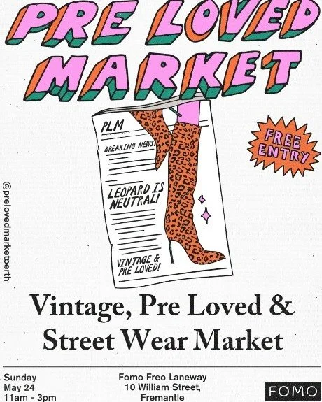 Calling all vintage lovers, thrift queens &amp; market wanderers 👢👜✨
@prelovedmarketperth returns to @fomofreo for one last market before the season ends!
📅 Sunday 24 May
⏰ 11am&ndash;3pm
🎟️ FREE entry
👜 BYO tote
spend the day hunting for hidden