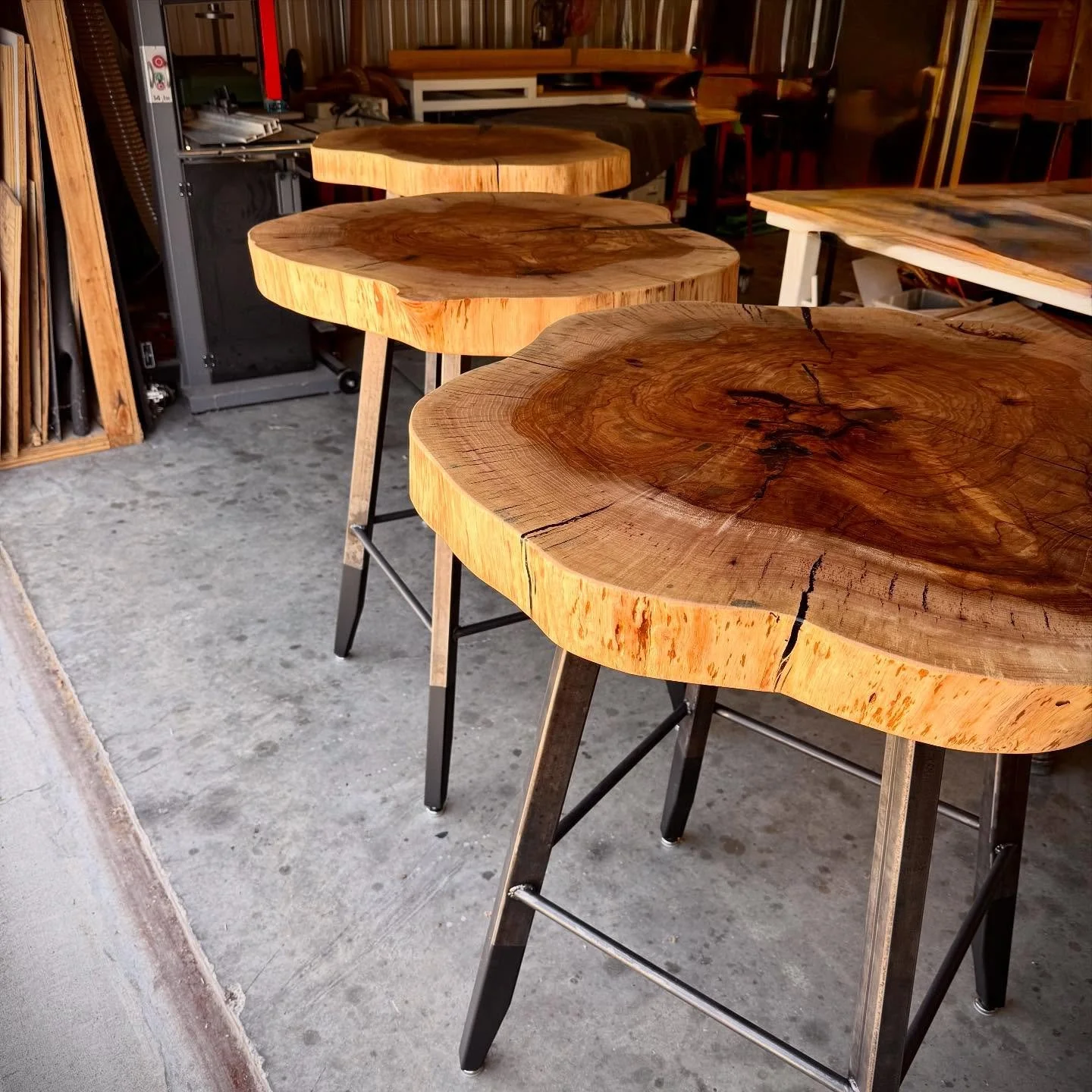 Pecan high tops with steel legs.  #woodworking #cookies #furniture#hightops