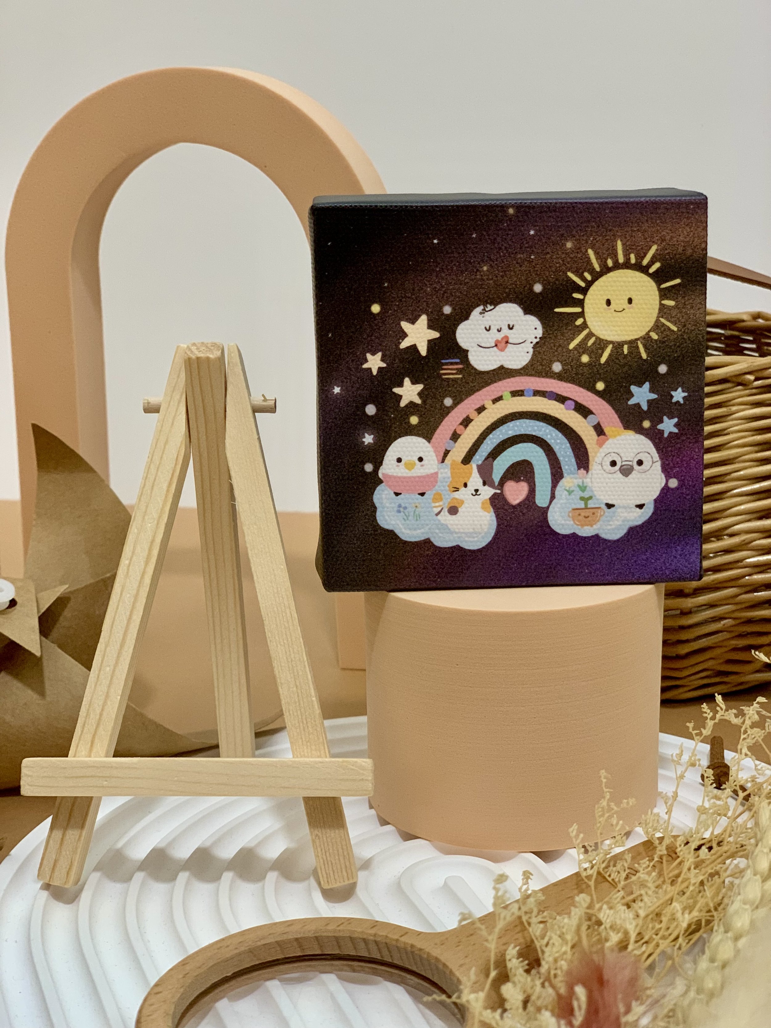 Genboku Canvas Art With Stand Rainbow 9cm x 9cm