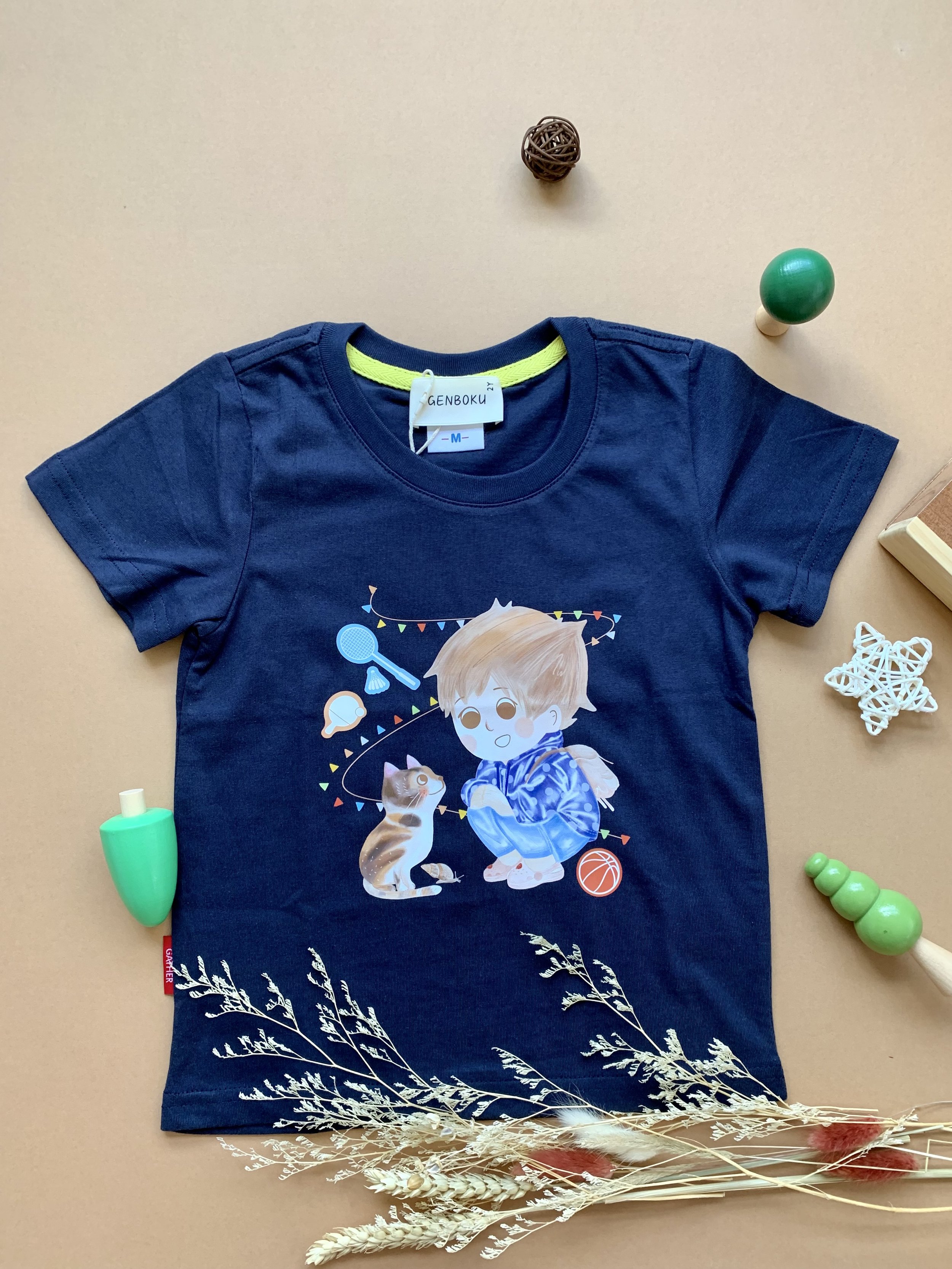 Genboku Kids Cotton Tee My Neighbour Cat
