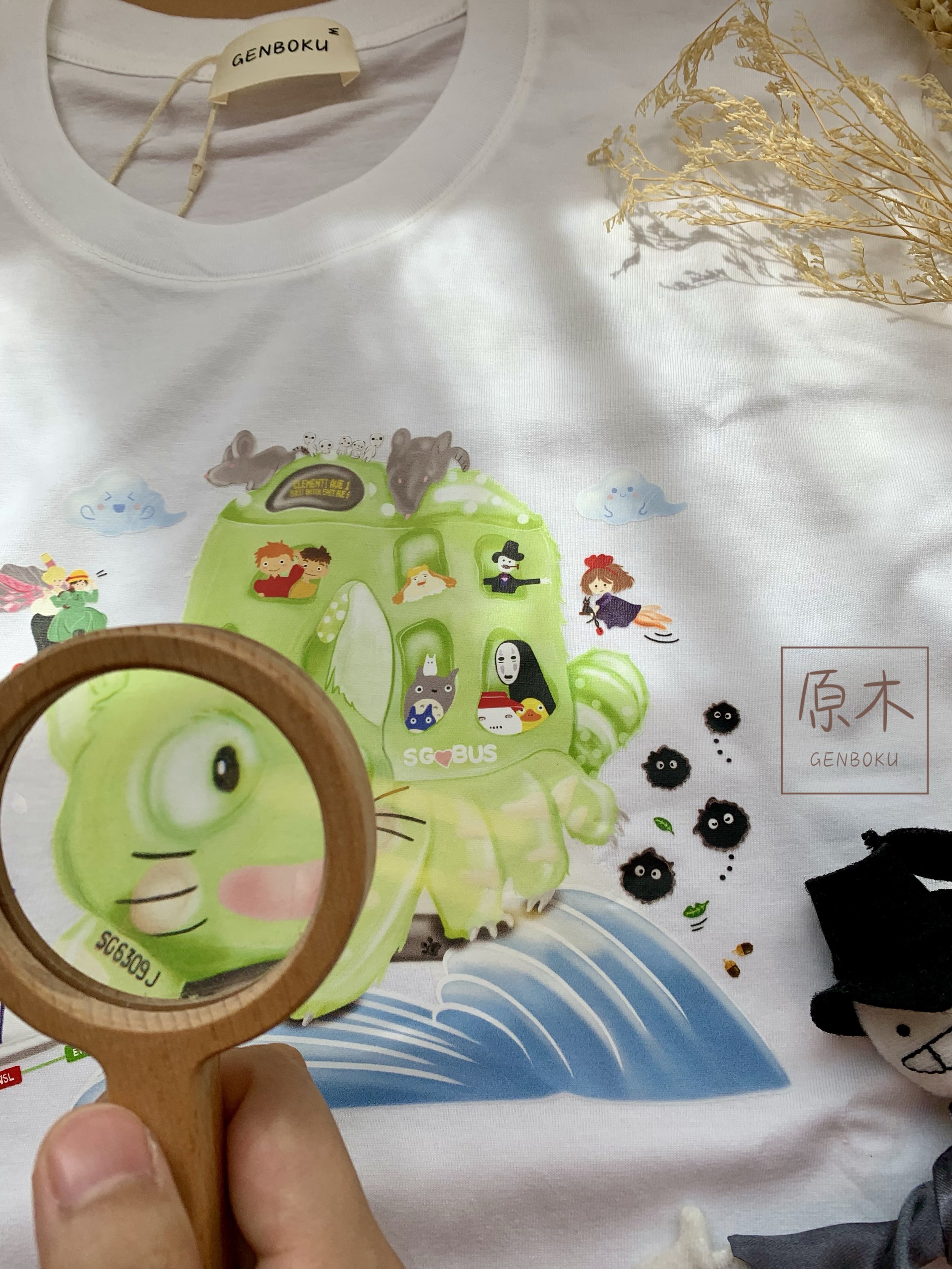 GENBOKU UNISEX COTTON TEE CAT BUS ADVENTURE