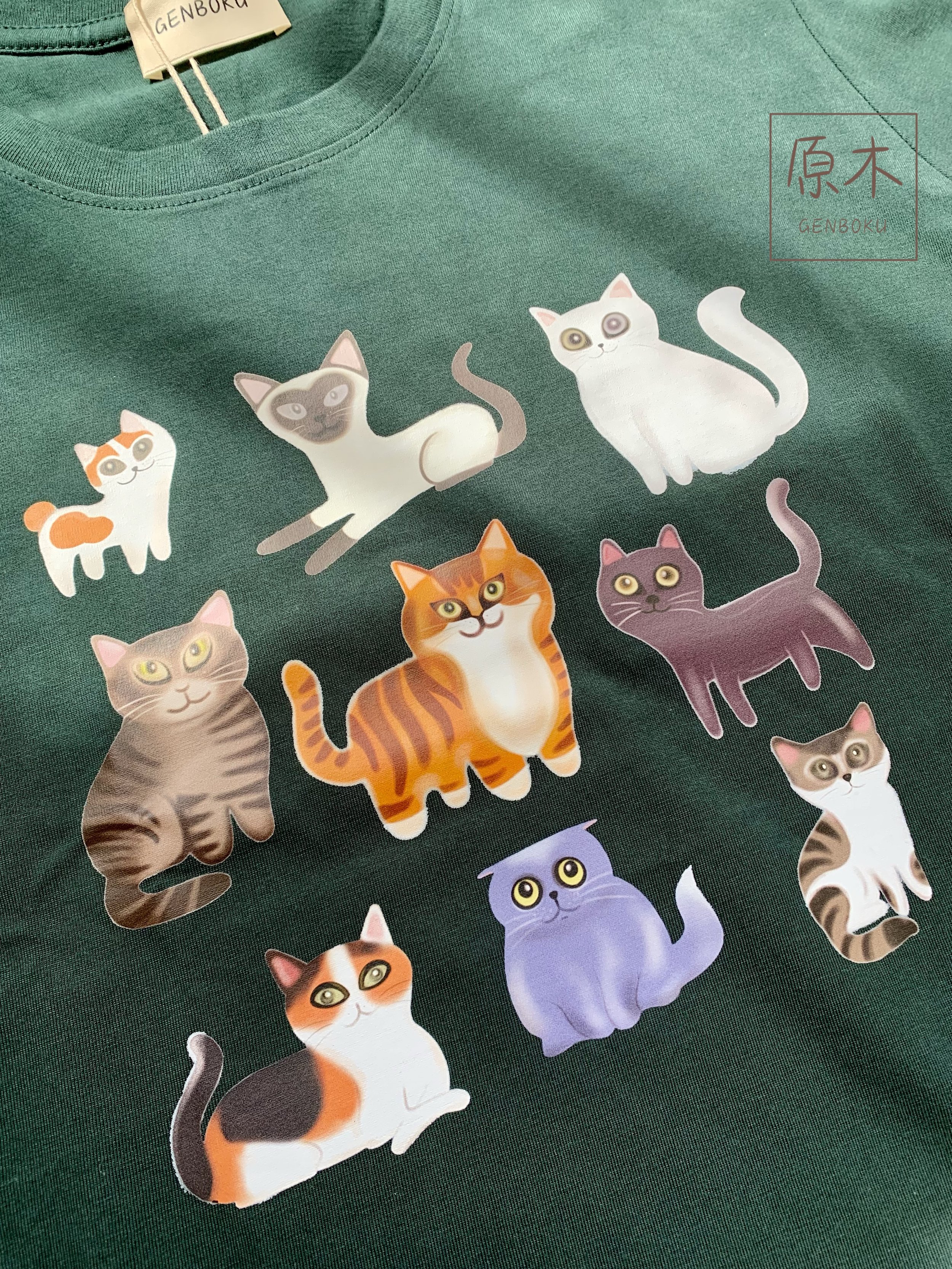 GENBOKU UNISEX COTTON TEE SMART CATS