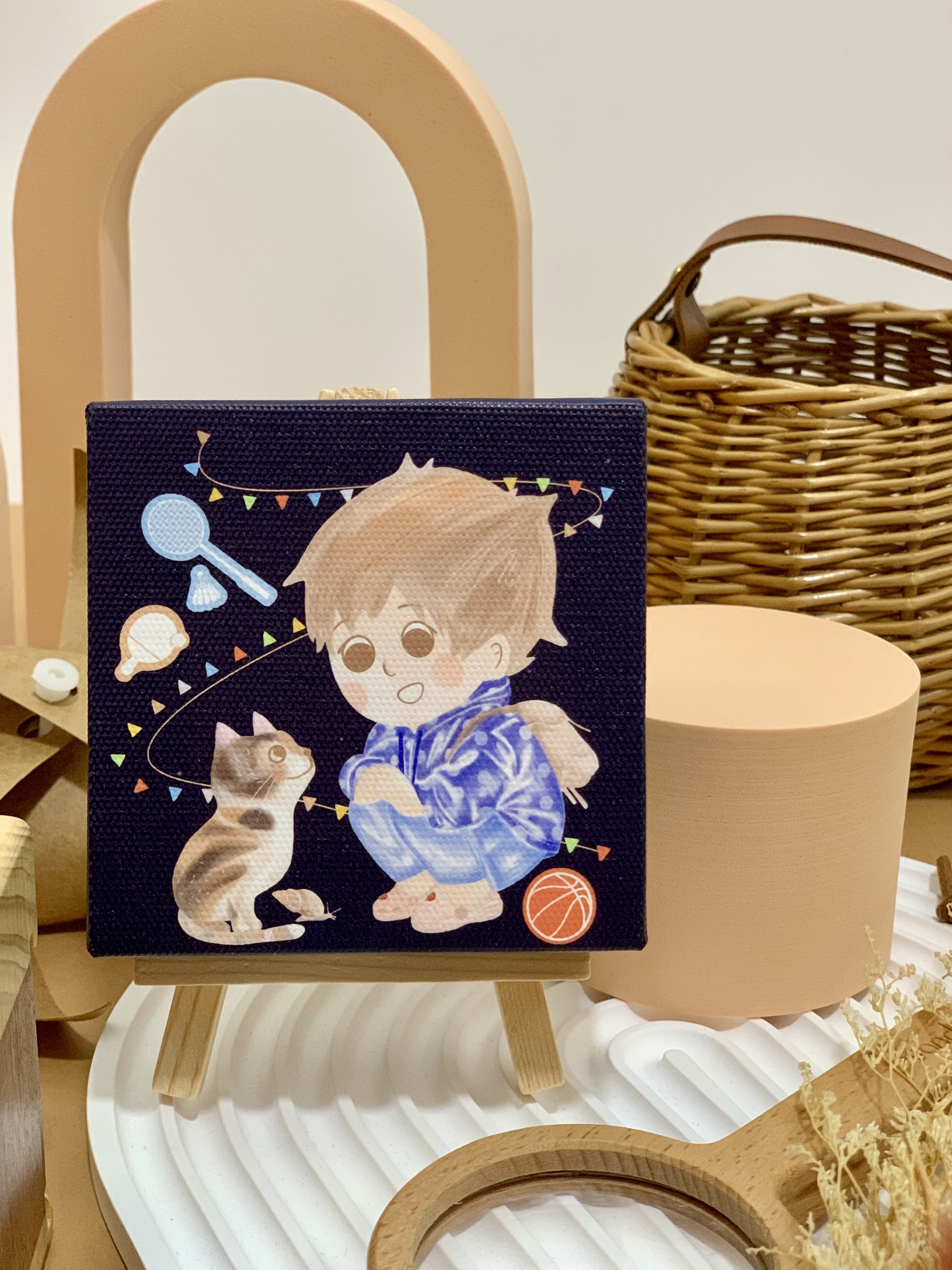 Genboku Canvas Art With Stand My Neighbour Cat 9cm x 9cm