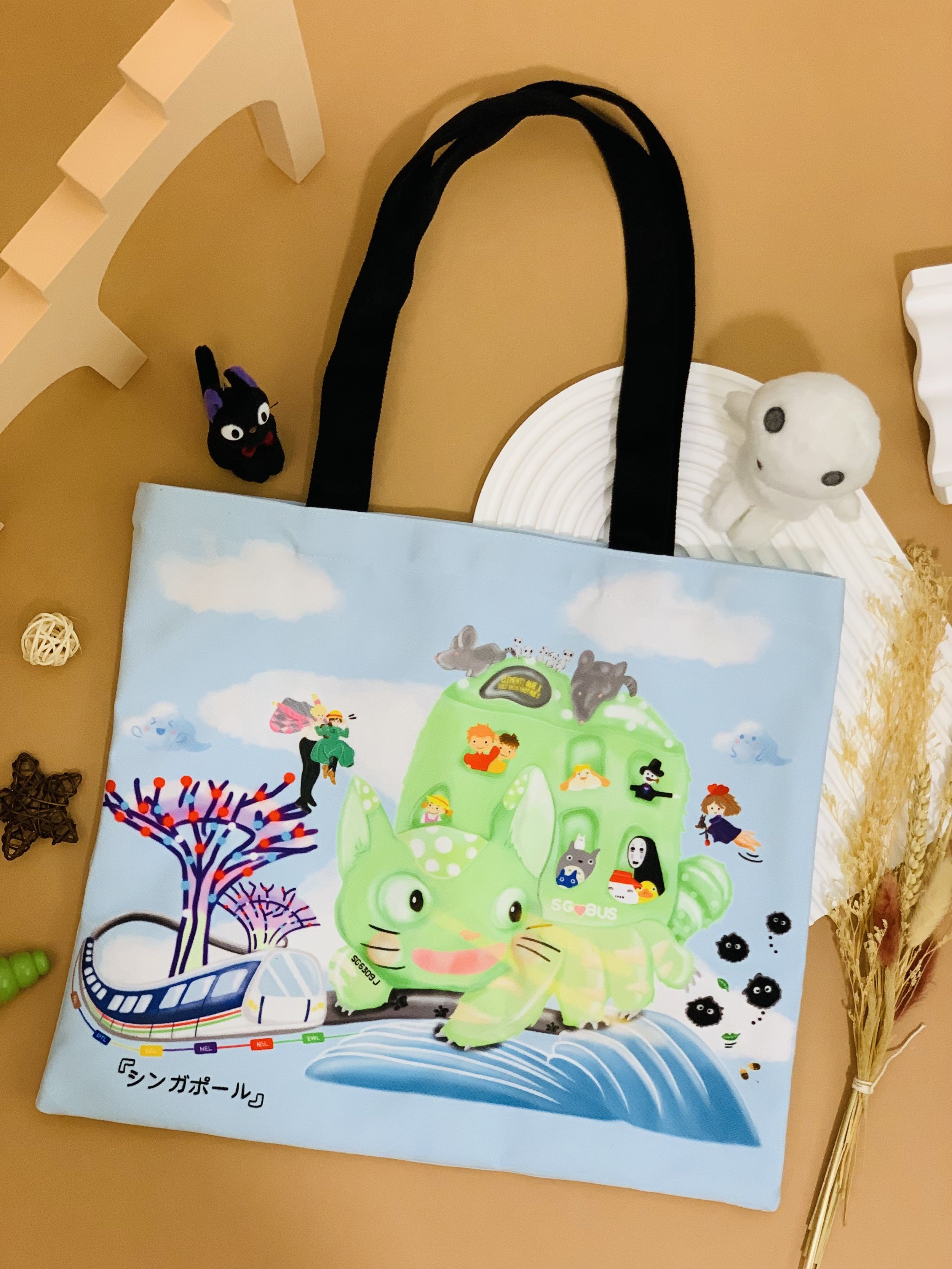 Genboku Tote Bag (Medium Size) Cat Bus Adventure