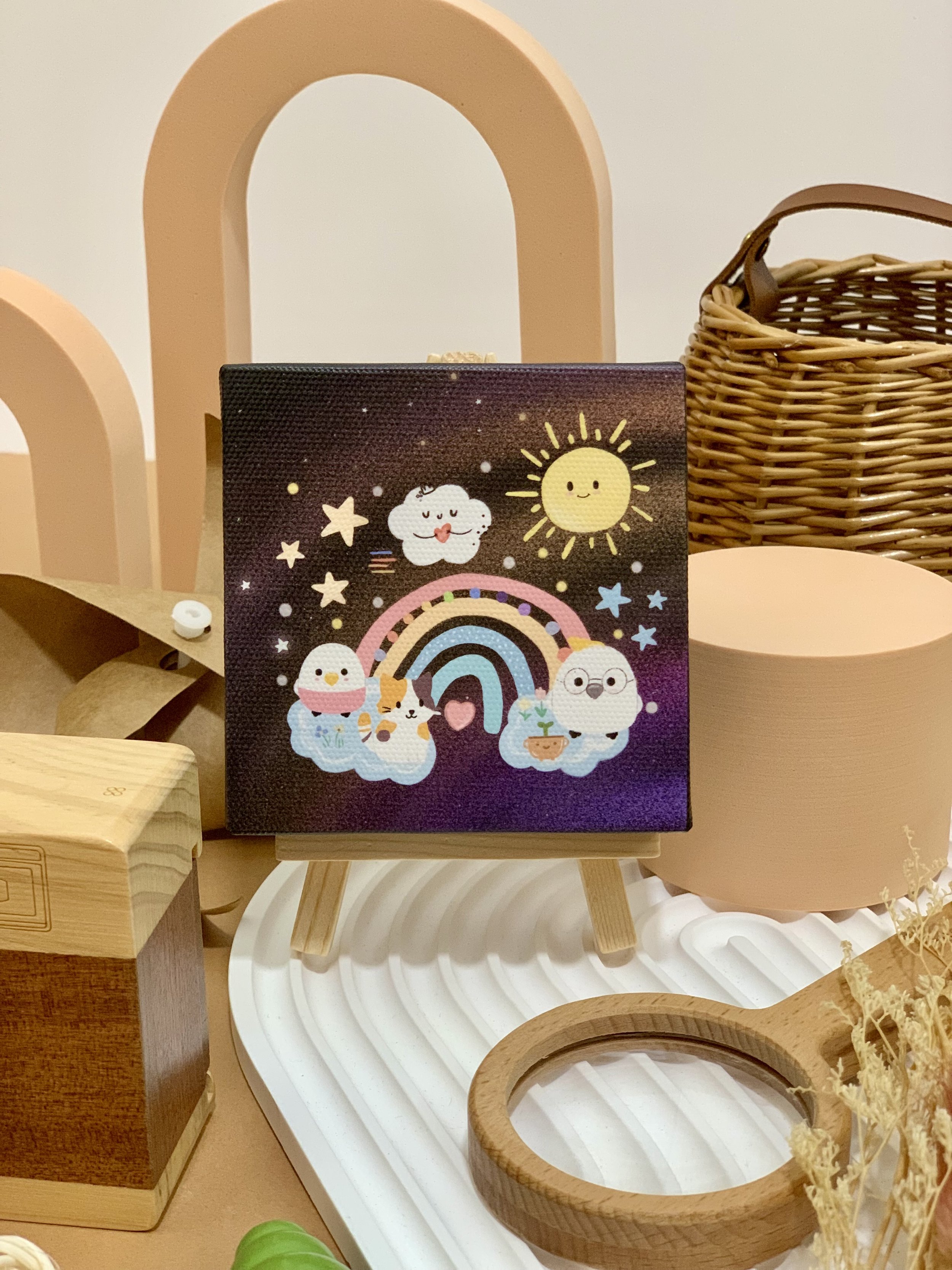 Genboku Canvas Art With Stand Rainbow 9cm x 9cm
